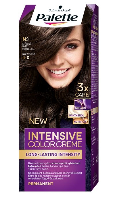 Drogerie a kosmetika - Schwarzkopf Palette Intensive Color Creme barva na vlasy středně hnědý N3 50 ml