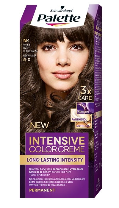 Drogerie a kosmetika - Schwarzkopf Palette Intensive Color Creme barva na vlasy světle hnědý N4 50 ml