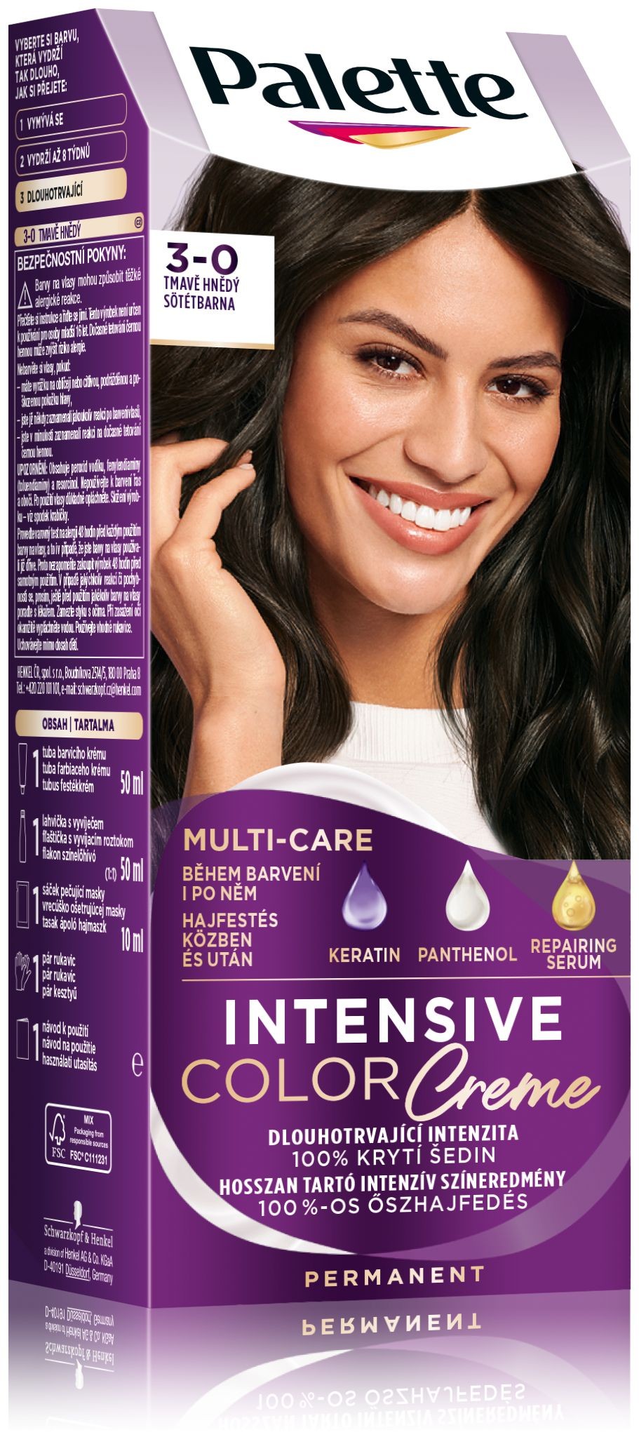 Drogerie a kosmetika - Schwarzkopf Palette Intensive Color Creme barva na vlasy tmavě hnědý N2 50 ml