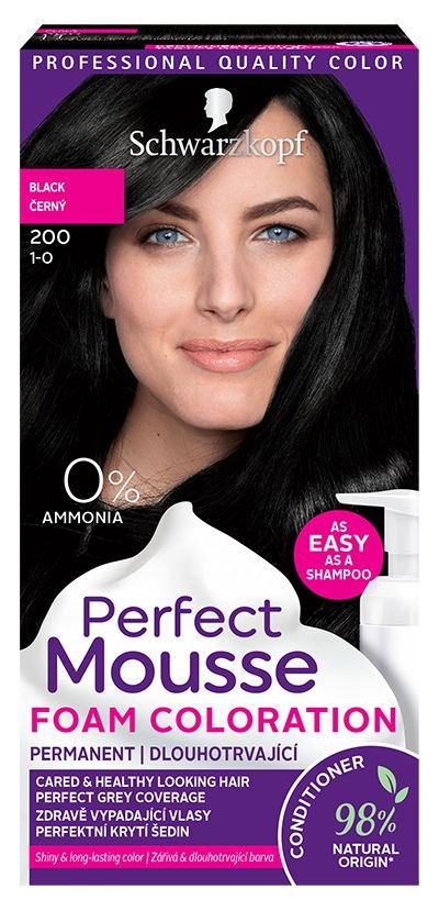 Drogerie a kosmetika - Schwarzkopf Perfect Mousse barva na vlasy černý 200 35 ml