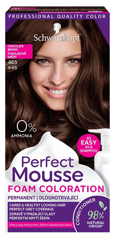 Drogerie a kosmetika - Schwarzkopf Perfect Mousse barva na vlasy čokoládově hnědý 465 35 ml