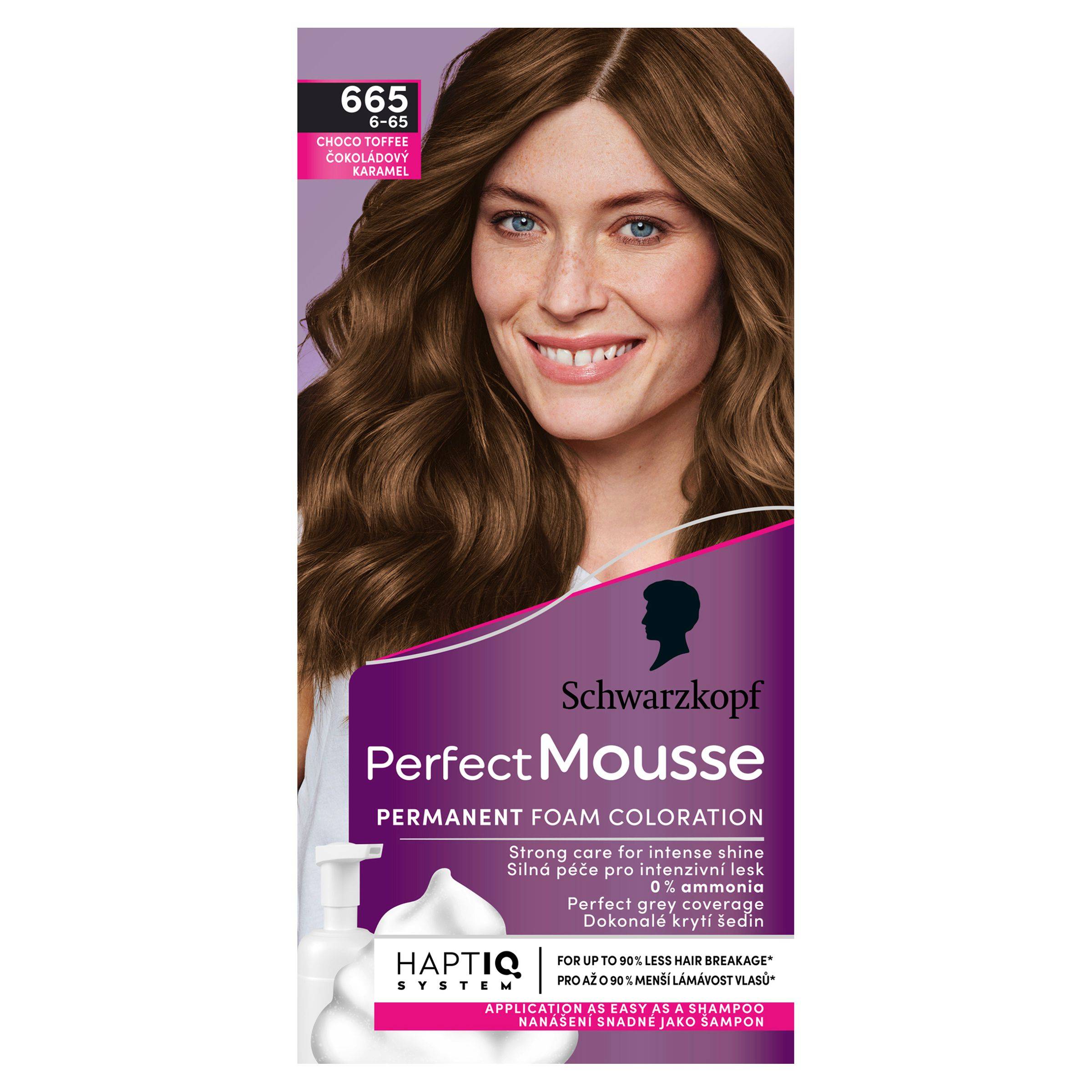Drogerie a kosmetika - Schwarzkopf Perfect Mousse barva na vlasy Čokoládový Karamel 665 (6-65) 1 ks