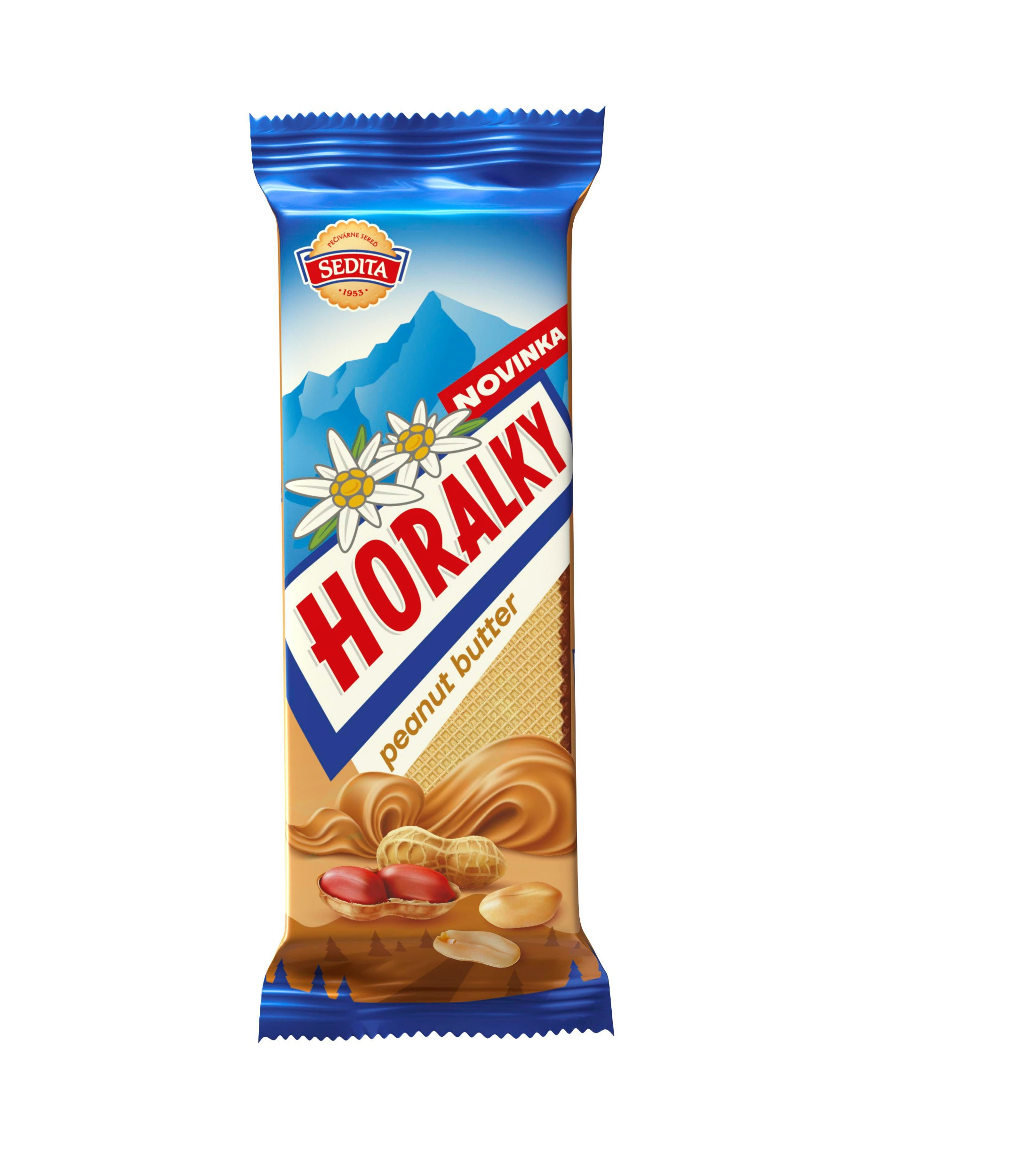 Trvanlivé potraviny - Sedita Horalky Peanut Butter Oplatky s arašídovou krémovou náplní v kakaové polevě 50g