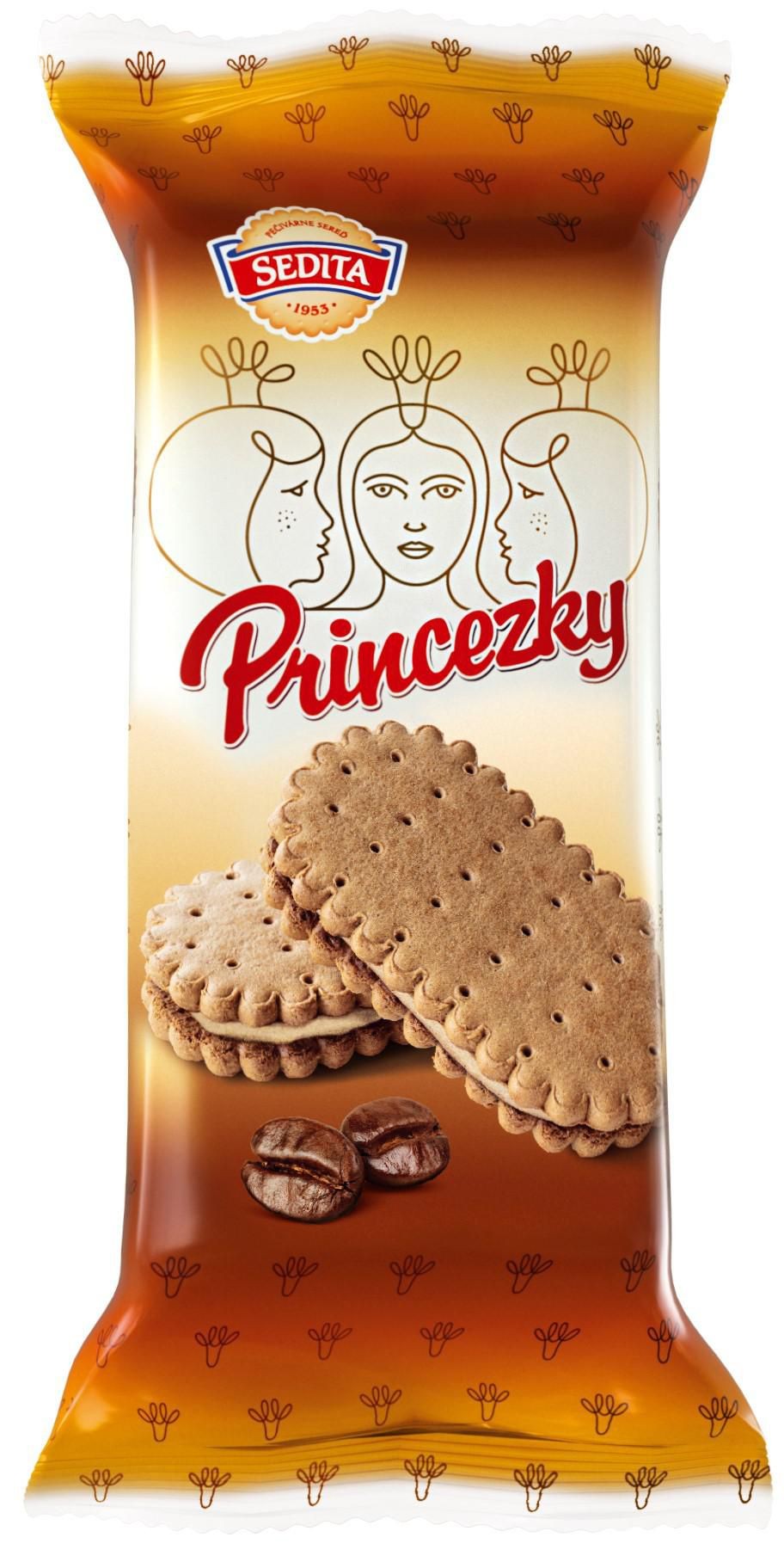 Trvanlivé potraviny - Sedita Princezky Sušenky s kávovou krémovou náplní 80g