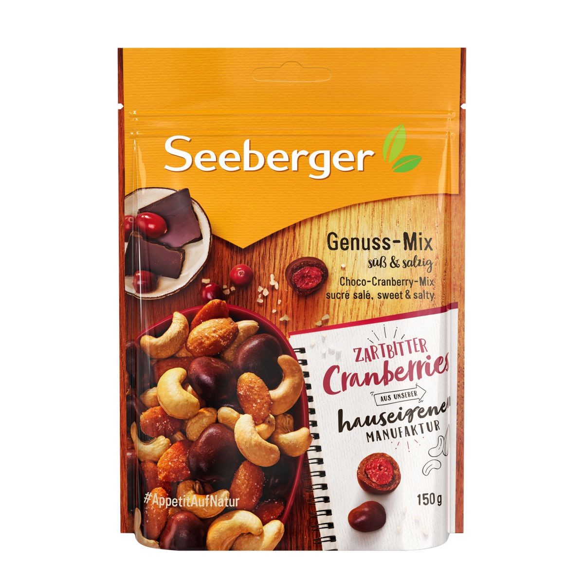 Trvanlivé potraviny - Seeberger Směs ořechů a brusnice v čokoládě sweet & salty 150 g