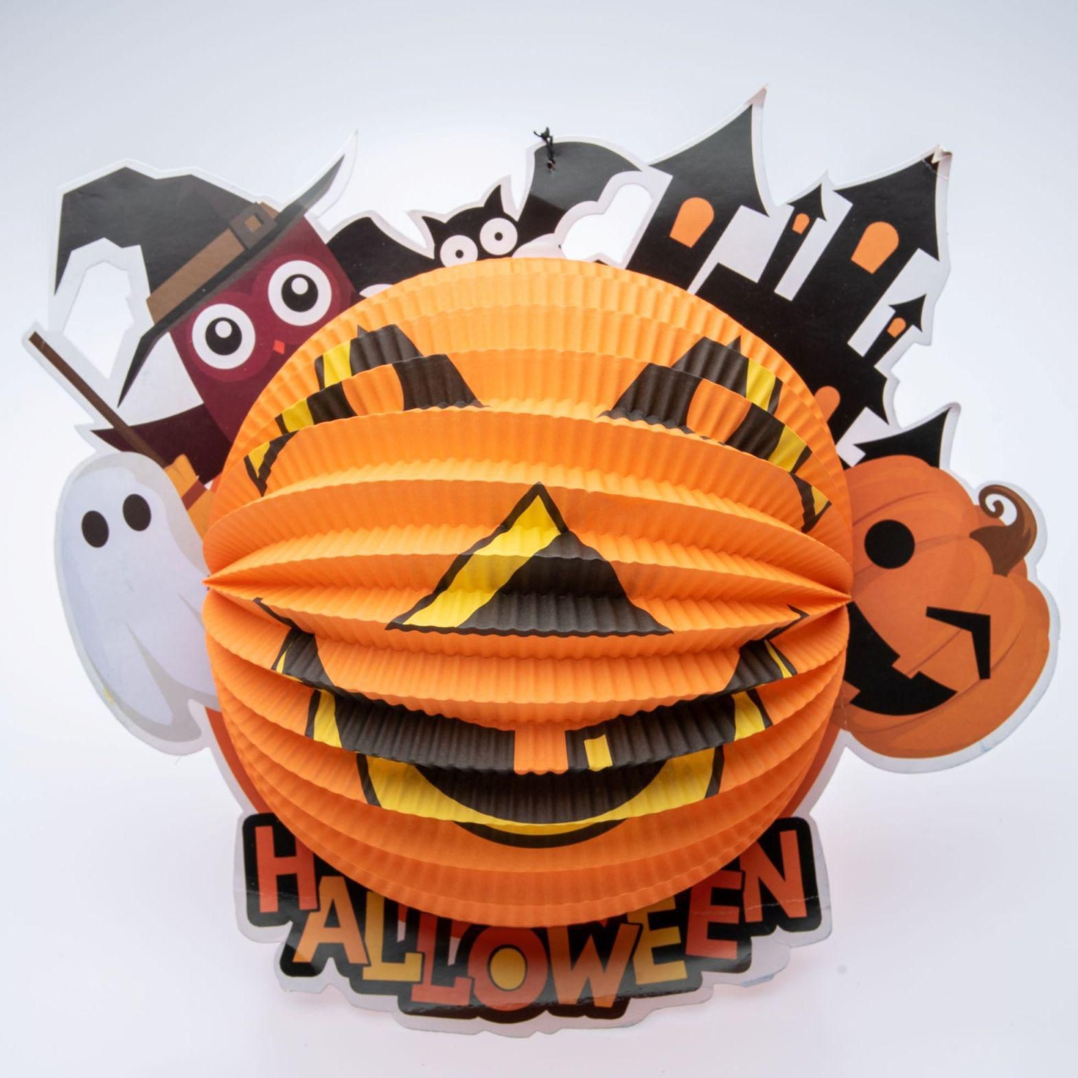Domácnost a Zahrada - Seizis Lampion motiv Halloween dýně s LED, 40cm