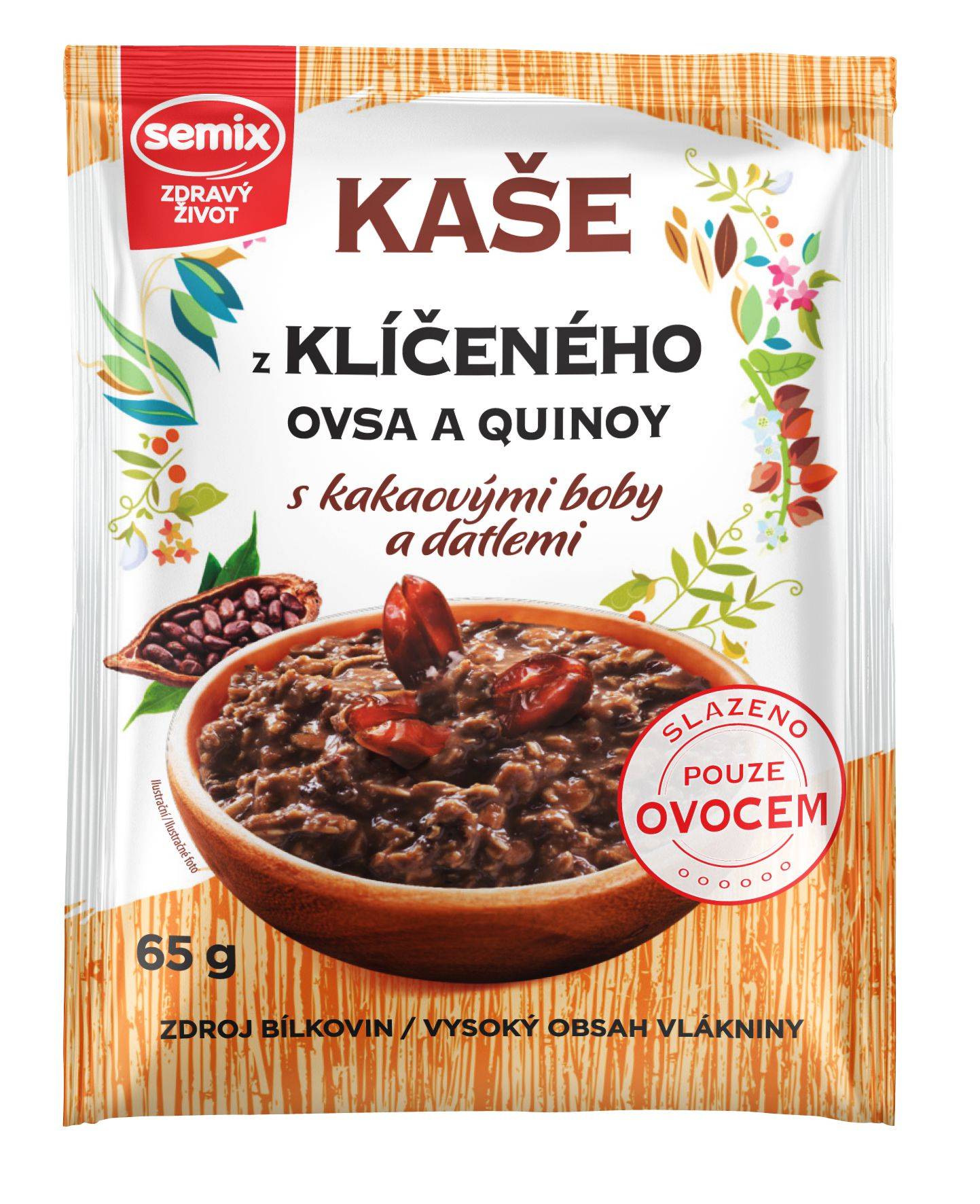 Semix Kaše z klíčeného ovsa a quinoy s kakaovými boby a datlemi bez lepku 65 g-0