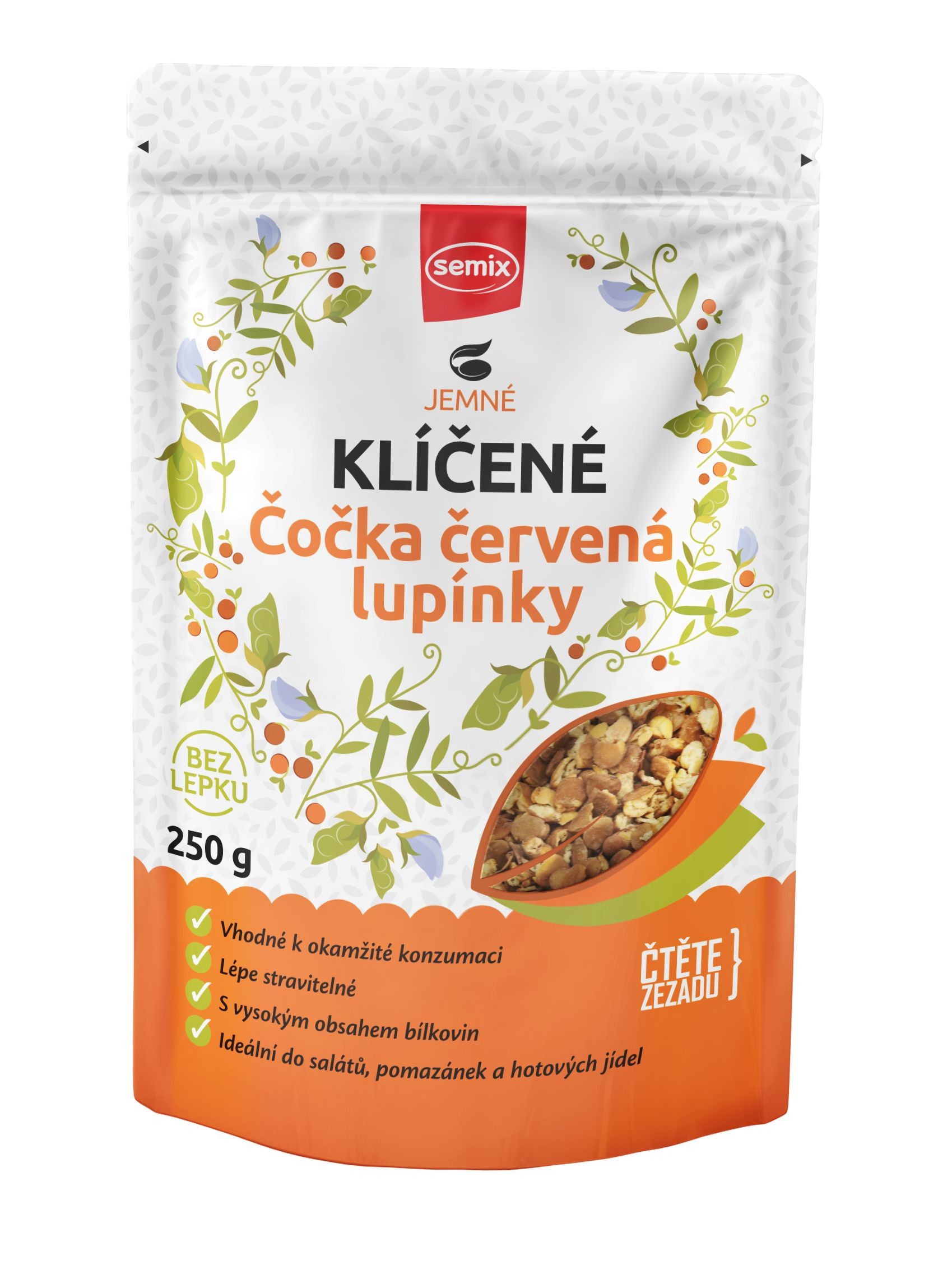 Trvanlivé potraviny - Semix Klíčená čočka červená lupínky 250g