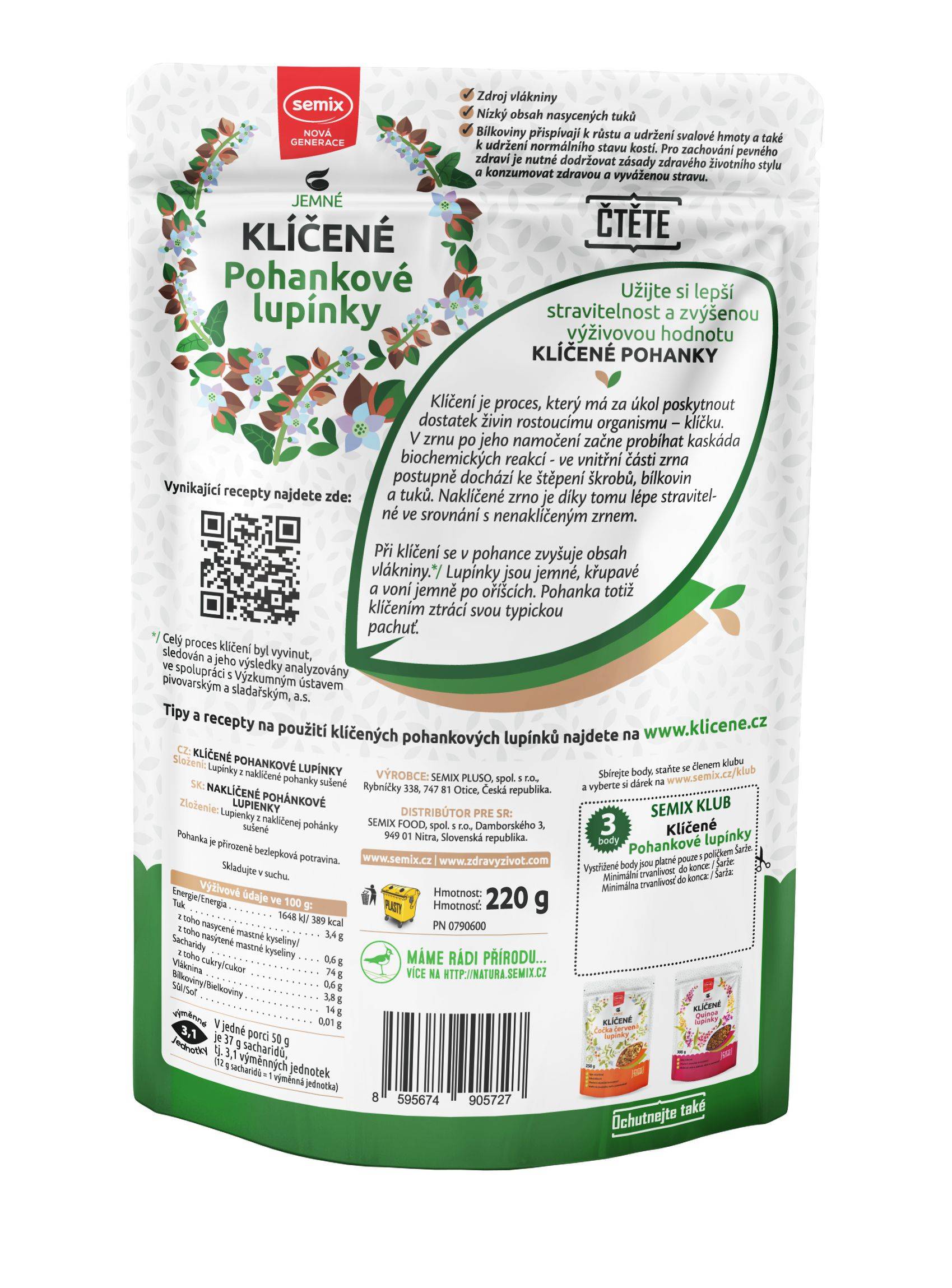 Semix Klíčená pohanka lupínky 220g-0