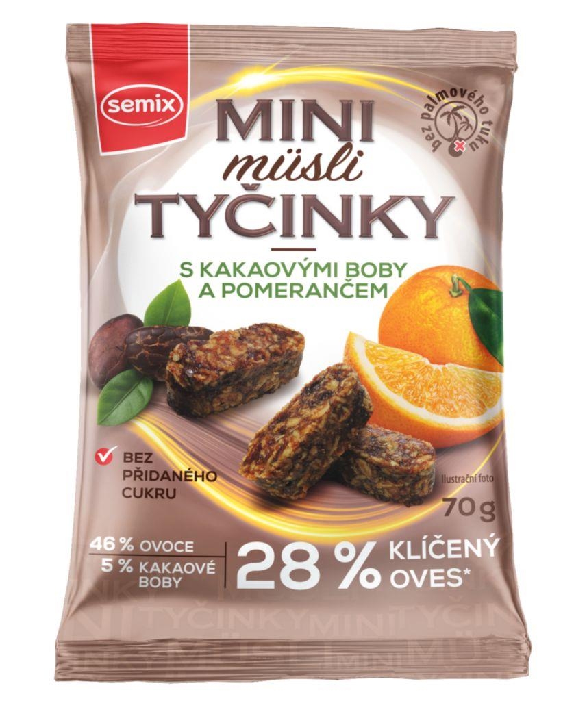 Trvanlivé potraviny - Semix Mini müsli tyčinky s kakaovými boby a pomerančem bez lepku 70 g