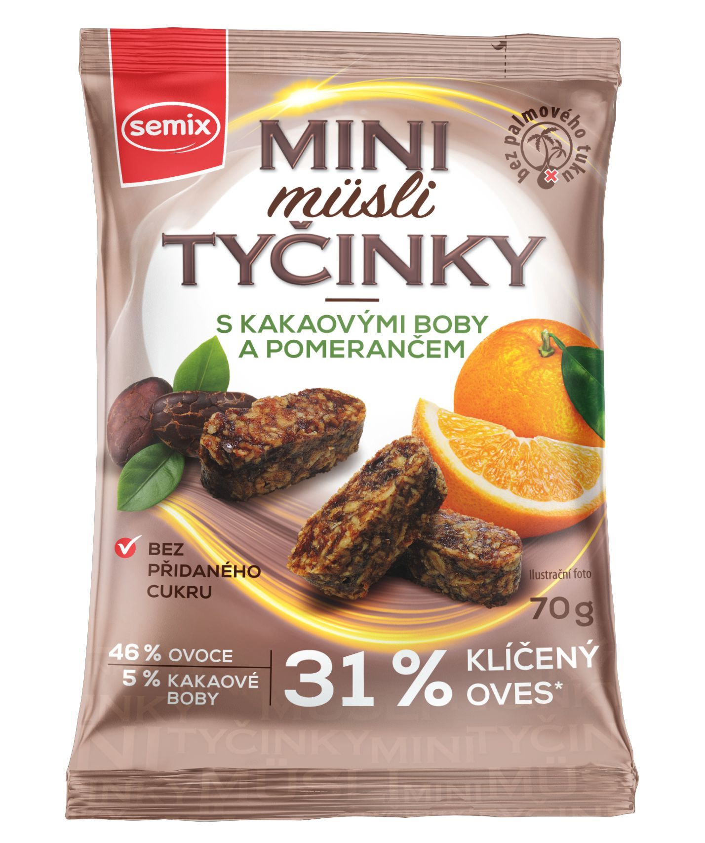 Semix Mini müsli tyčinky s kakaovými boby a pomerančem bez lepku 70 g-0