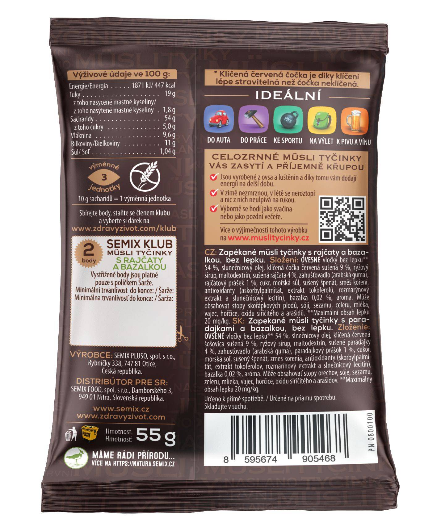 Semix Müsli tyčinky naslano rajče, bazalka 55g-1