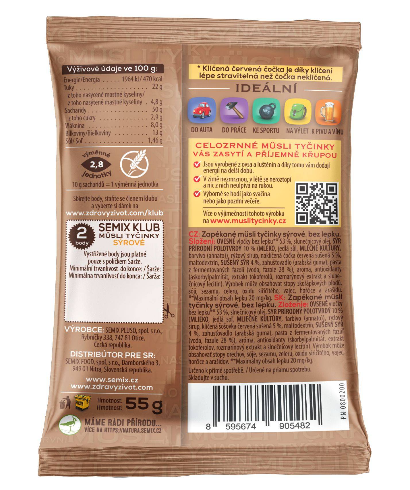 Semix Müsli tyčinky naslano sýrové 55g-1