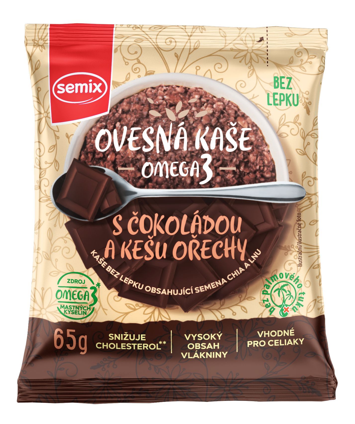 Semix Ovesná kaše s čokoládou a kešu ořechy bez lepku 65 g-0