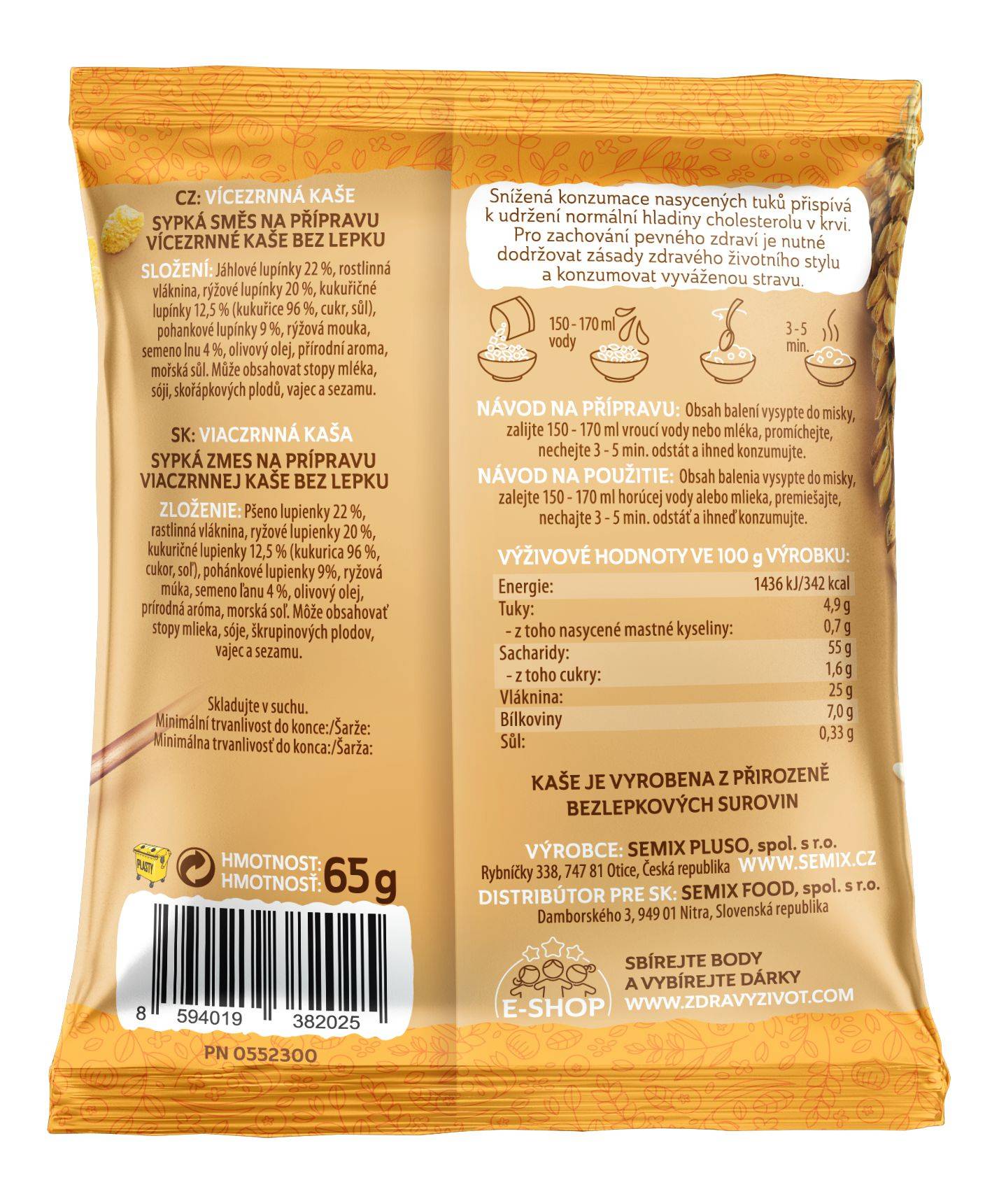 Semix Vícezrná kaše 80 % bez lepku 65 g-1