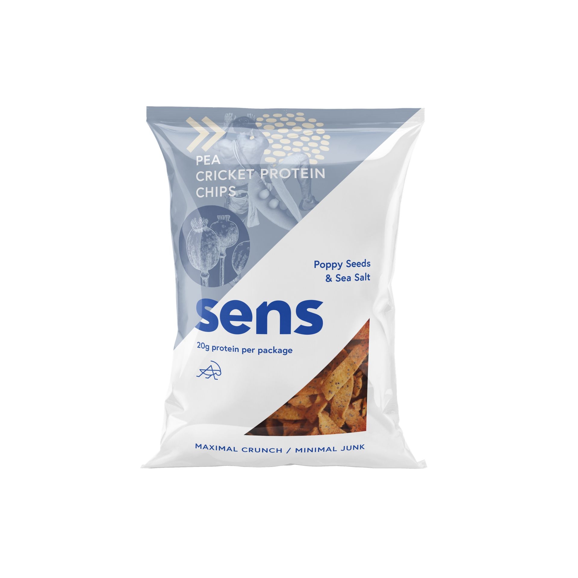 Zdravý svět - SENS Protein chipsy s cvrččím proteinem - mák & mořská sůl 80g