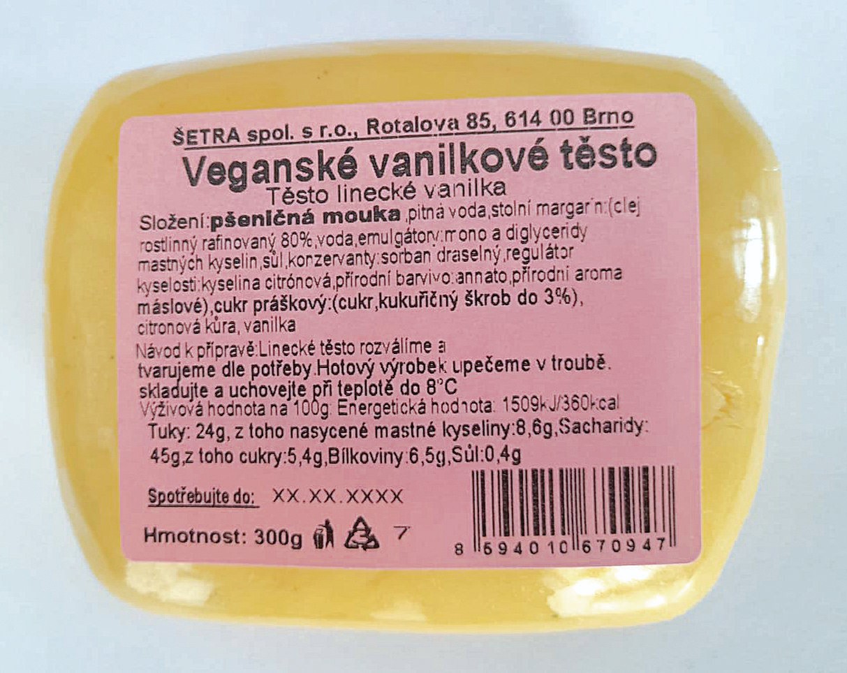 Šetra Veganské Vanilkové linecké těsto vyrobené v Rosicích 300 g-1