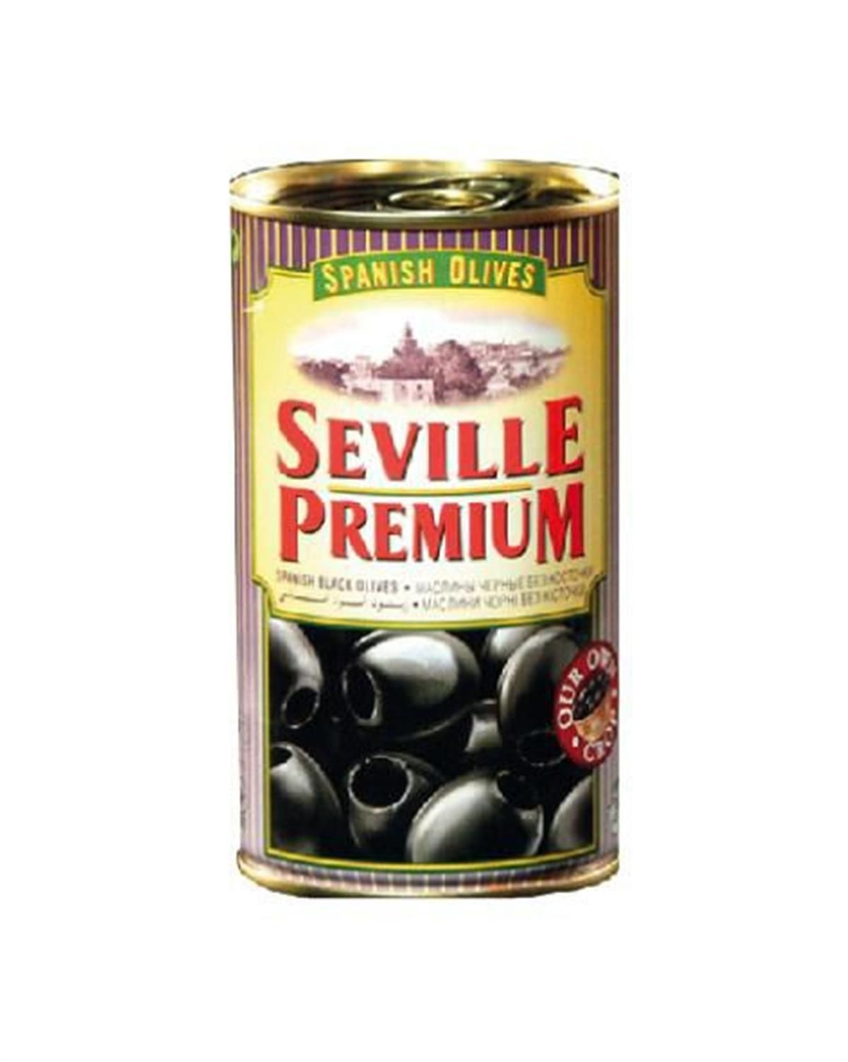 Trvanlivé potraviny - Seville Premium Černé španělské olivy bez pecky 350 g