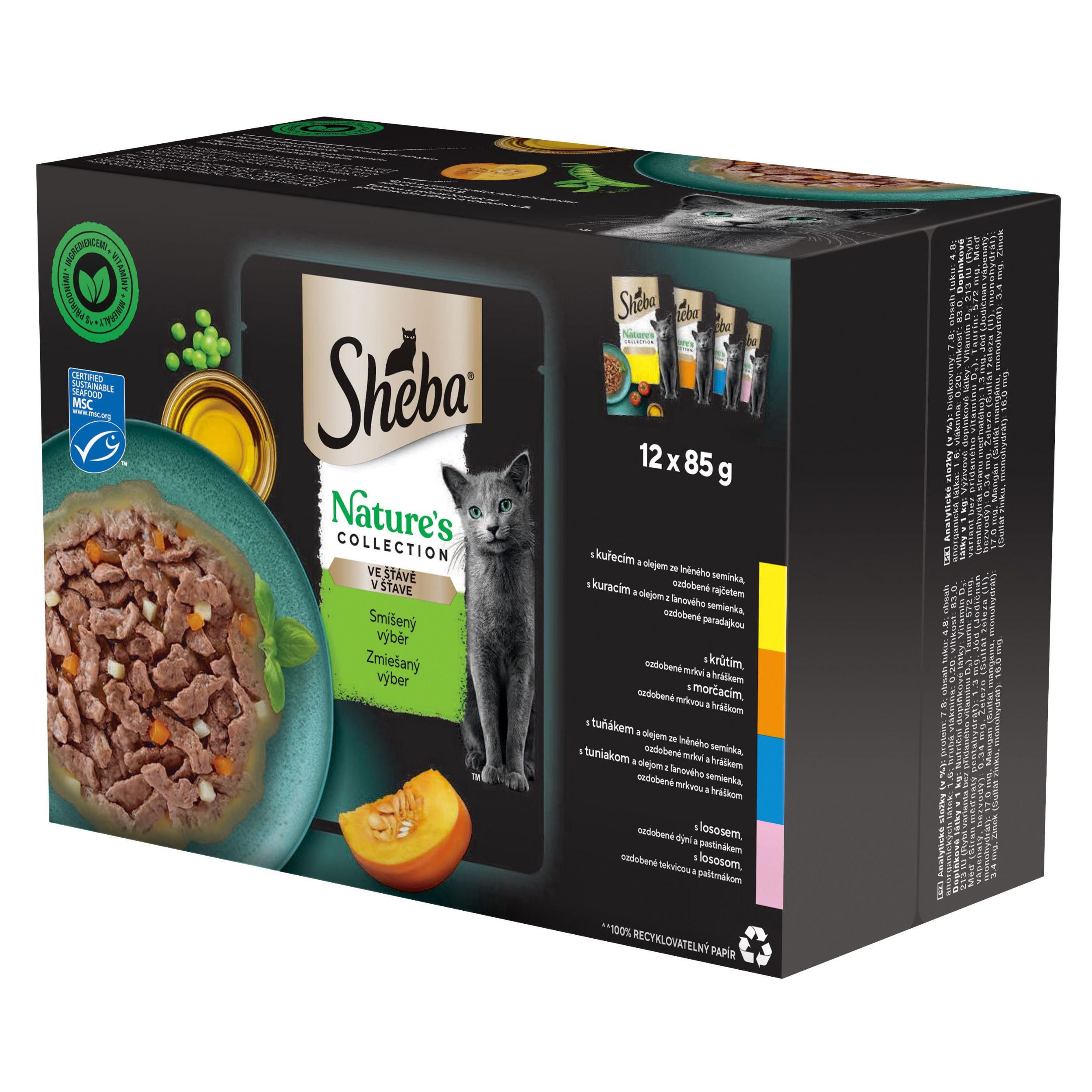 Svět zvířat - Sheba kapsičky Nature Mixovaný výběr 1020g
