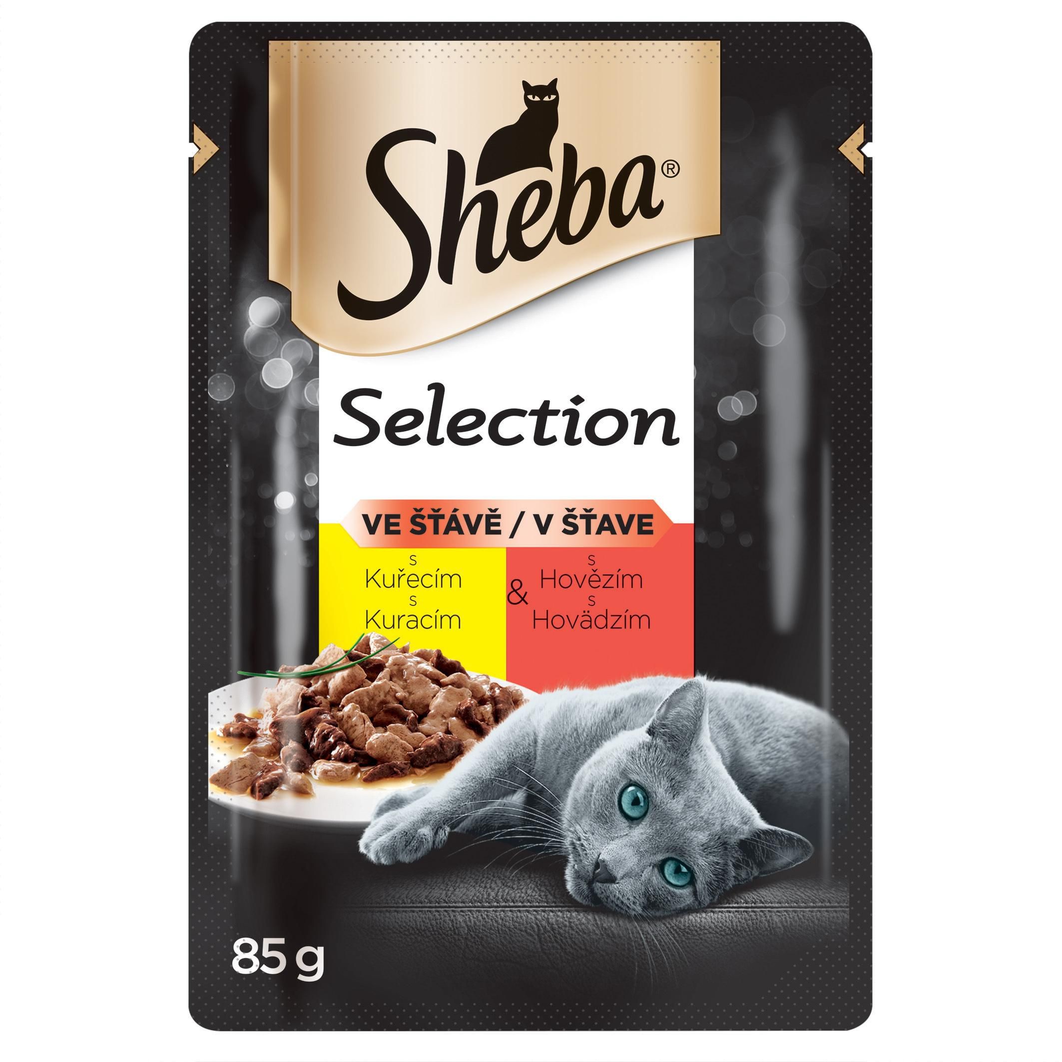 Svět zvířat - Sheba Selection in Sauce s kuřecím a hovězím ve šťávě 85 g