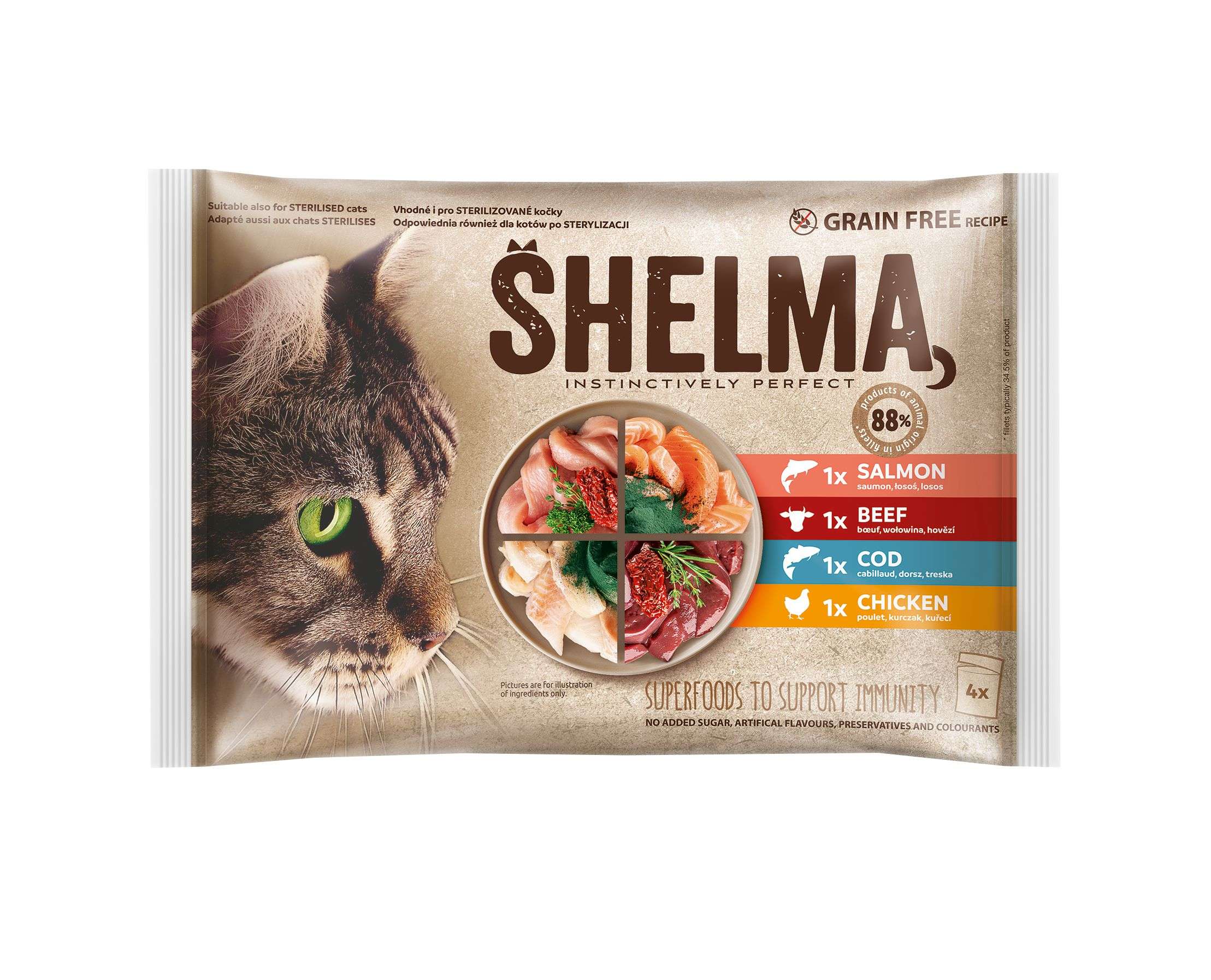 Svět zvířat - Shelma kapsa pro kočky maso, ryba 12x85 g