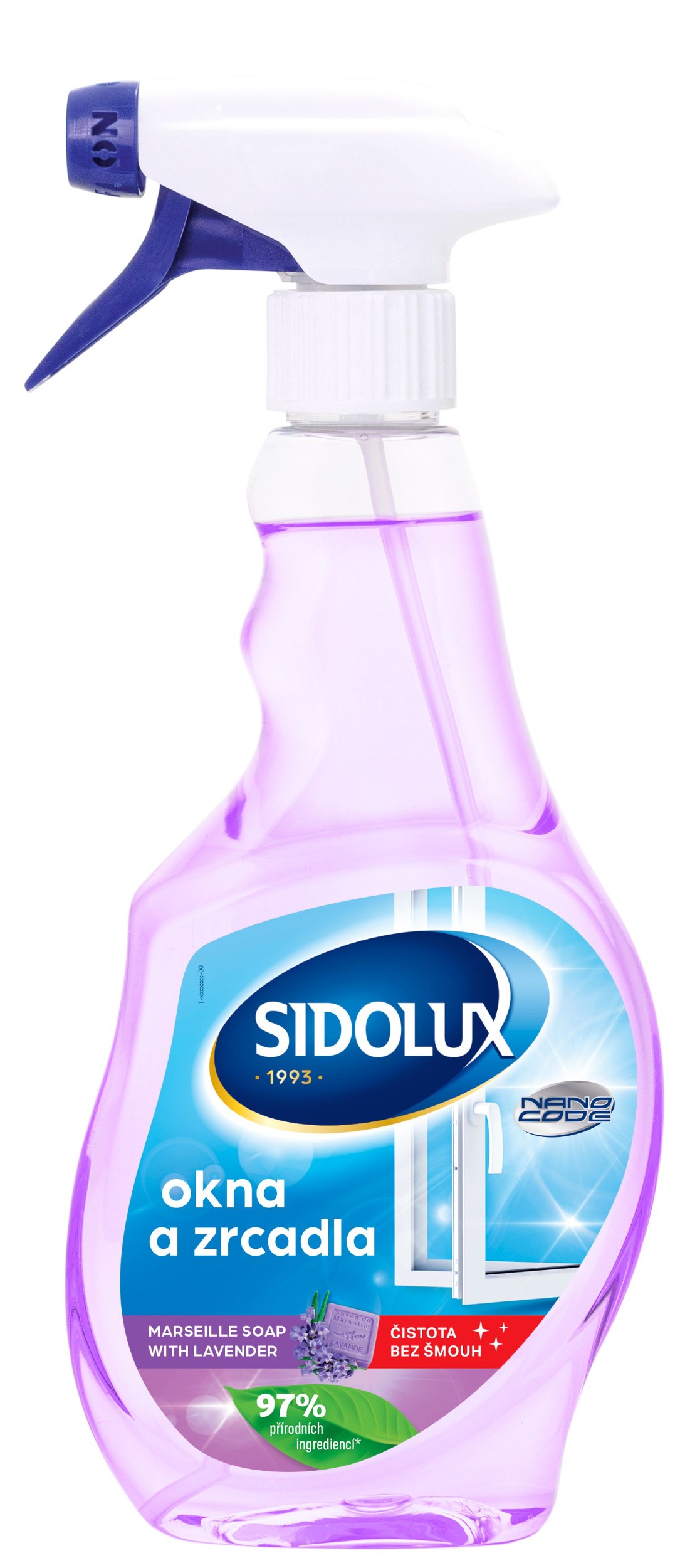 Drogerie a kosmetika - Sidolux window nano code marseill soap with lavender 500 ml