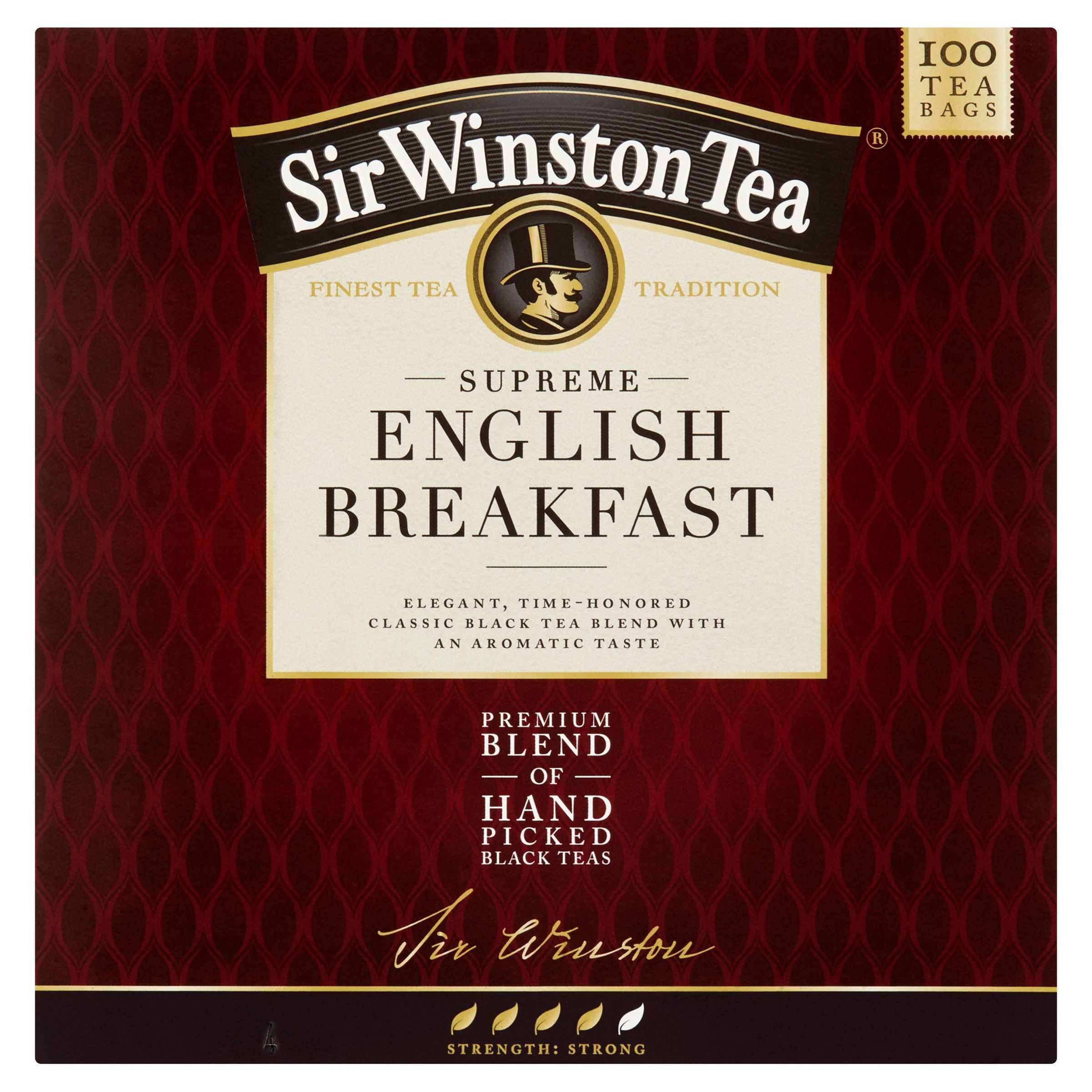 Nápoje - Sir Winston Tea English Breakfast, černý čaj, 100 sáčků, 180g