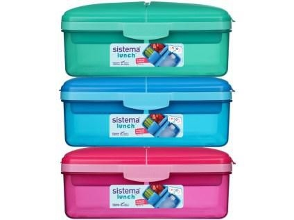 Domácnost a Zahrada - Sistema Lunch/Krabička Quad 1,5 l,3 přihrádky,lahev,mix barev