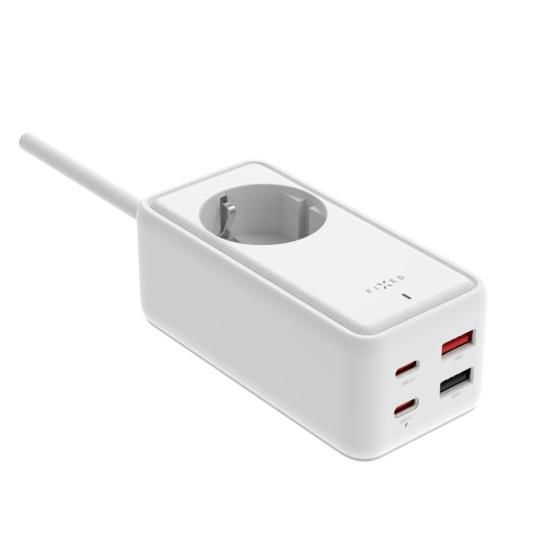 Elektro - Síťový prodlužovací adaptér FIXED Charging Strip s 2x USB-C a 2x USB, GaN III, 3m, PD 65W, bílý