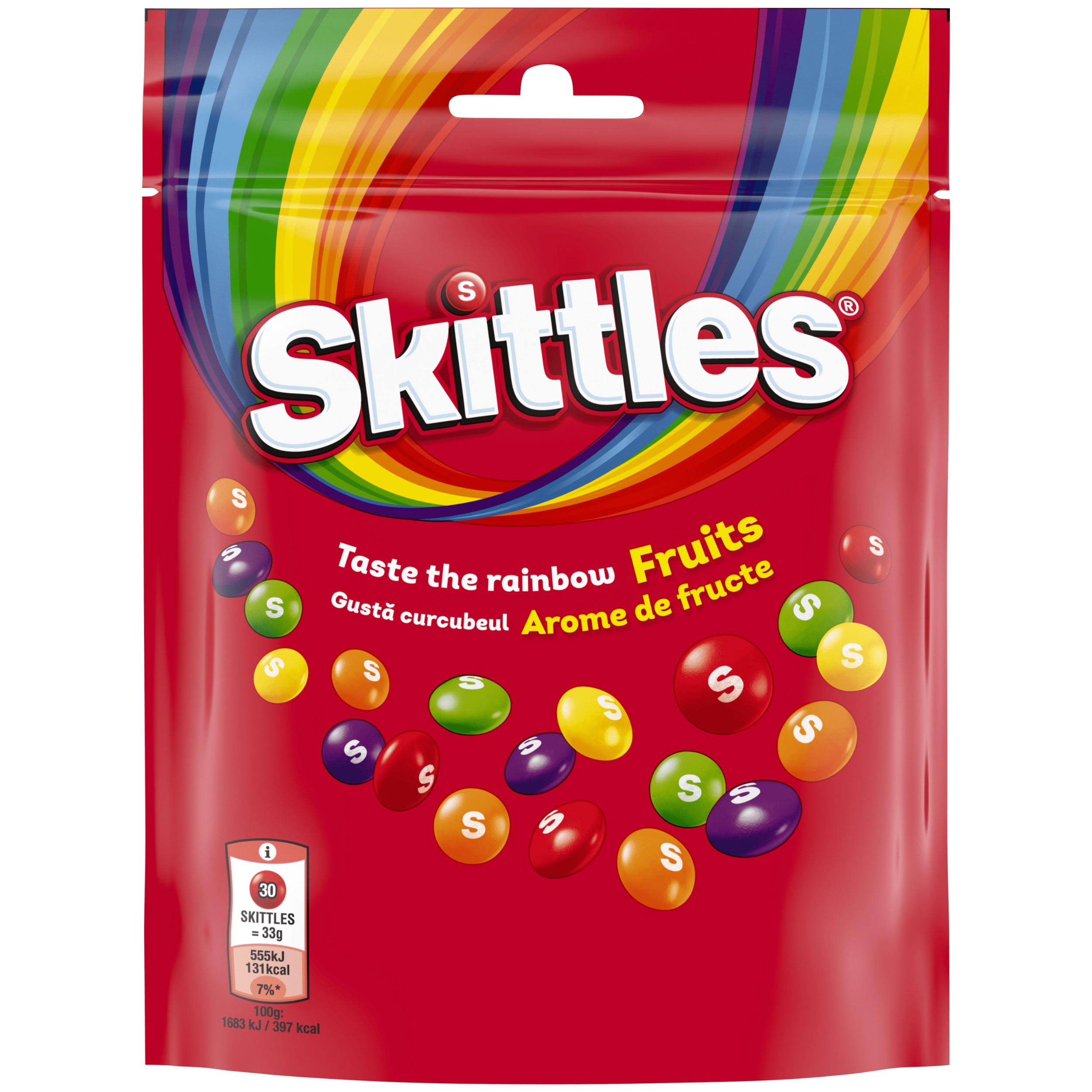 Trvanlivé potraviny - Skittles Fruits žvýkací bonbony v křupavé krustě s příchutí ovoce 152g