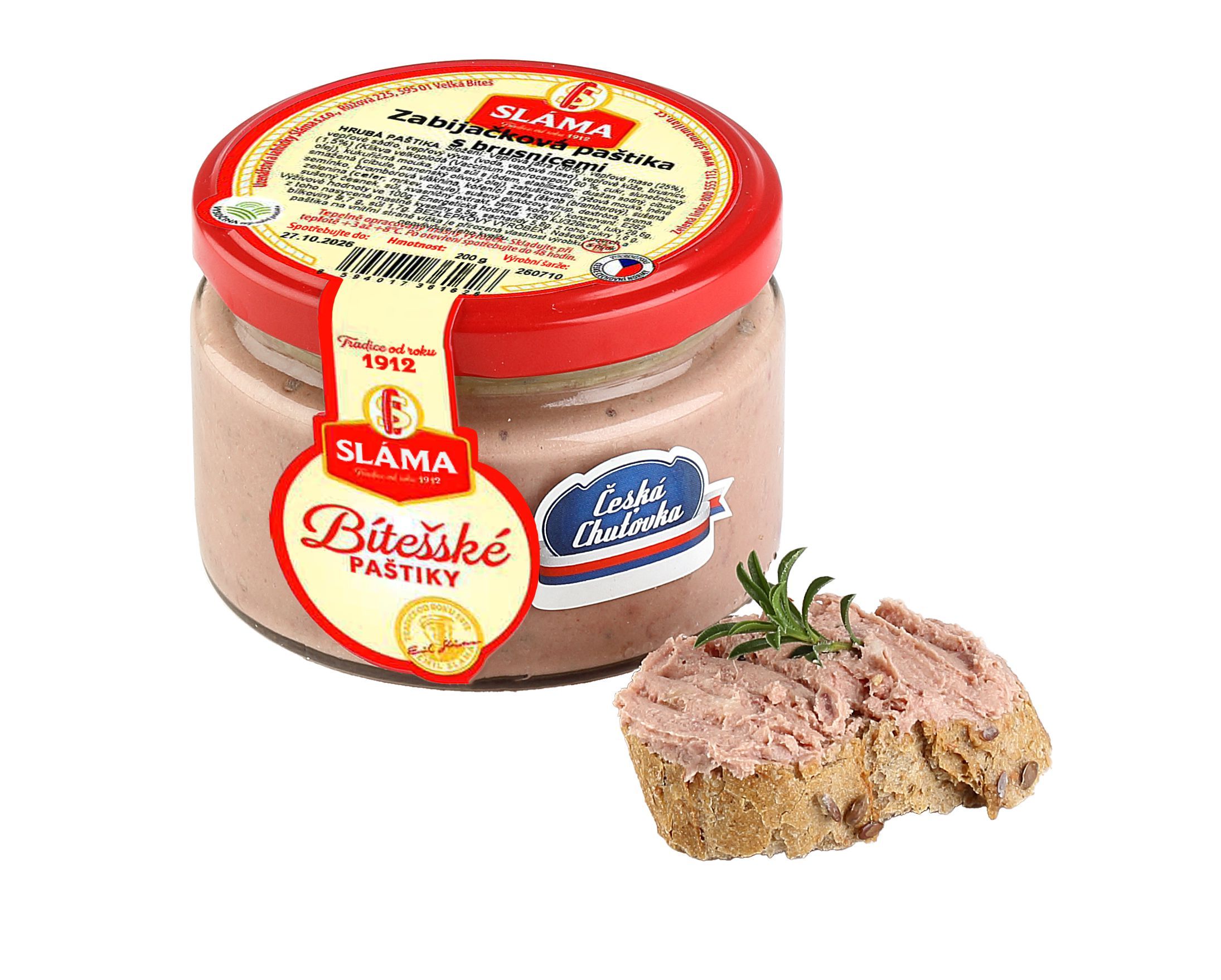 Uzeniny a lahůdky - Sláma Zabijačková paštika s brusnicemi 200g