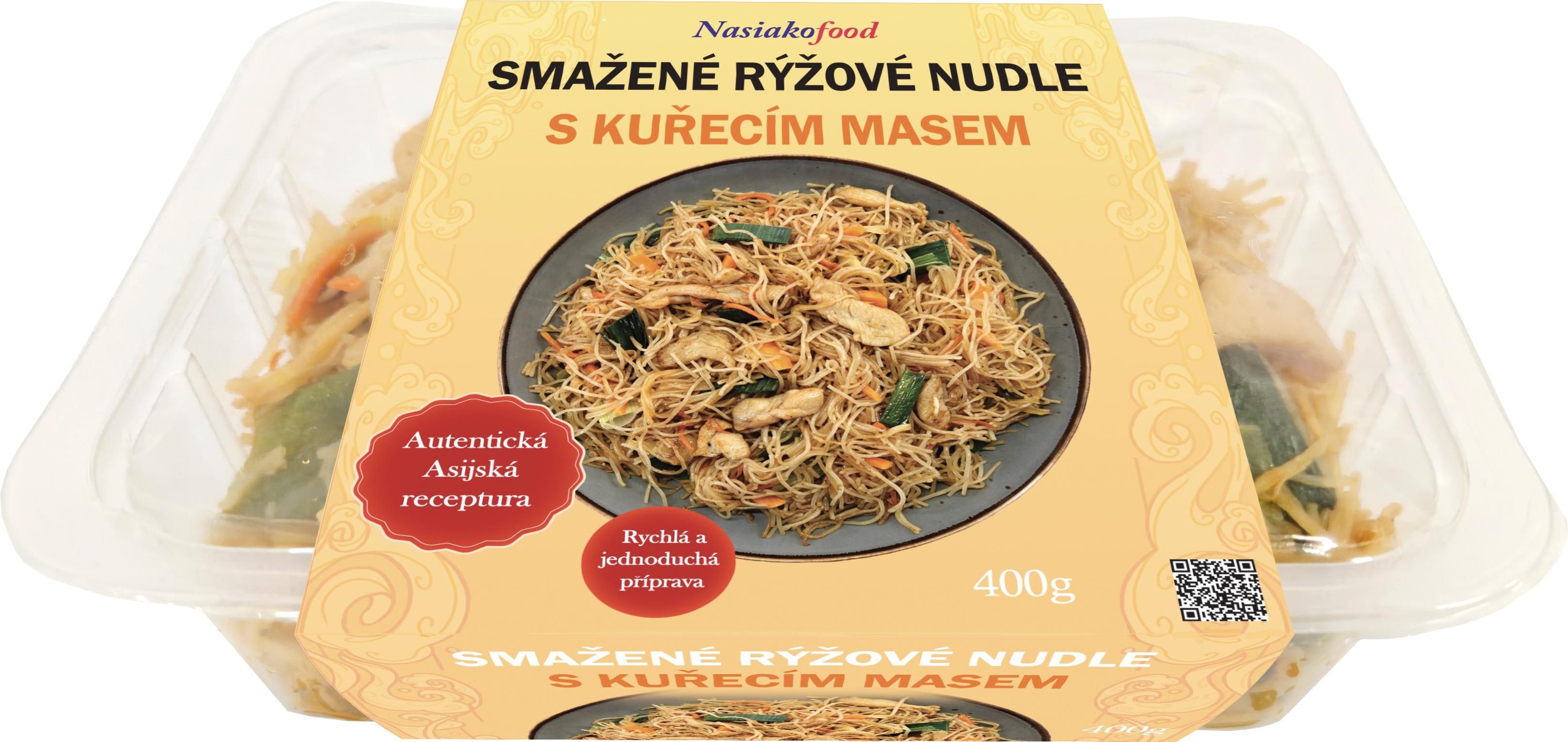 Hotová jídla - Smažené rýžové nudle s kuřecím masem 400g