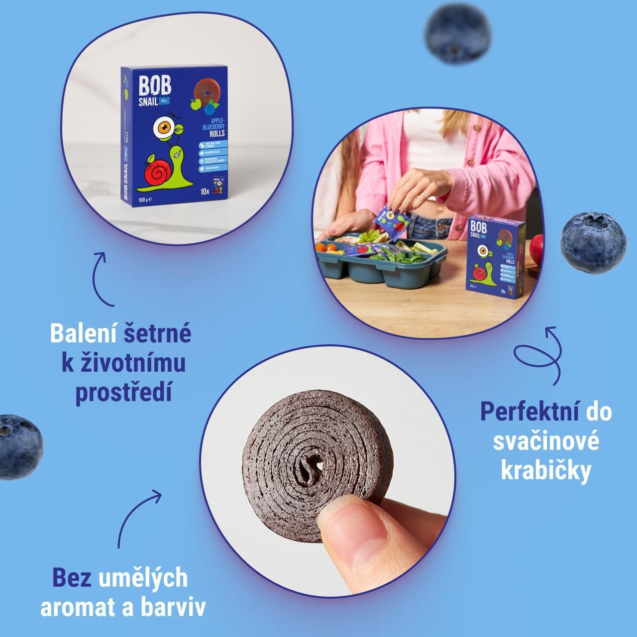 Šnek BOB ovocné rolky jablko-borůvka 100g-2