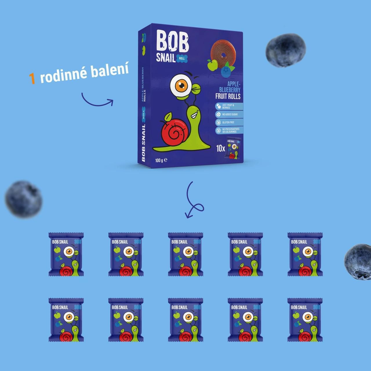Šnek BOB ovocné rolky jablko-borůvka 100g-3