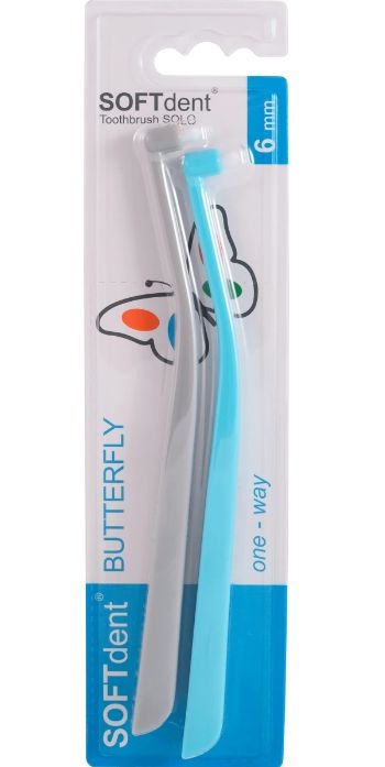 Drogerie a kosmetika - SOFTdent Butterfly solo jednosvazkový zubní kartáček 2 ks