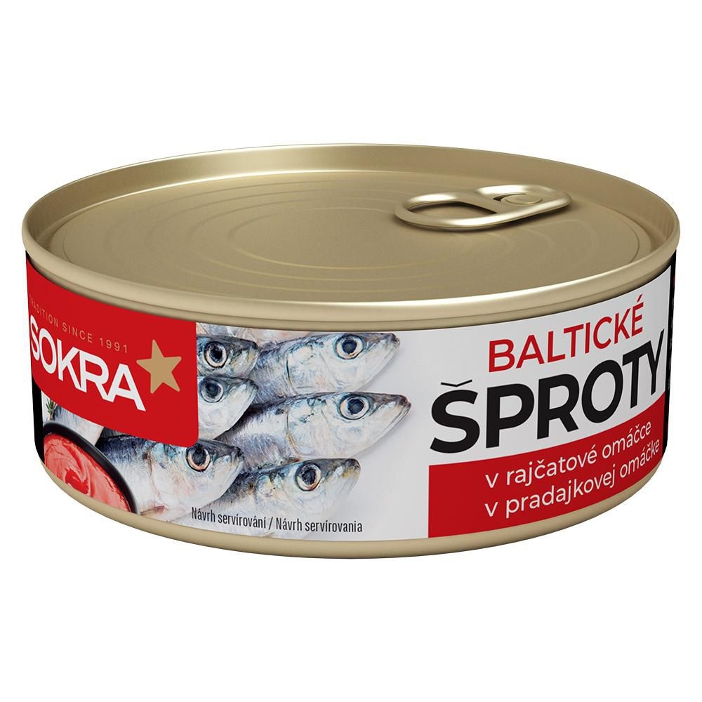 Trvanlivé potraviny - Sokra Baltické šproty v rajčatové omáčce 240 g