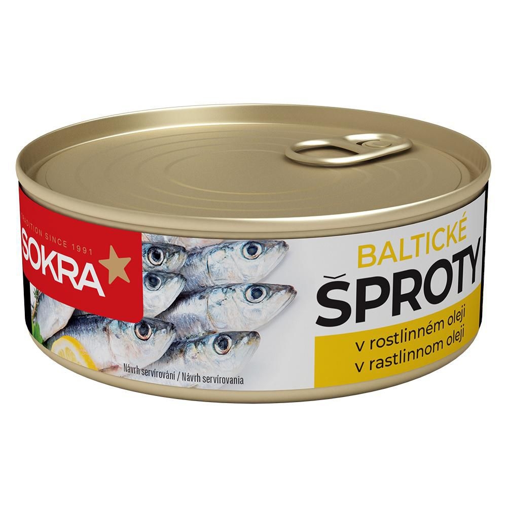 Trvanlivé potraviny - Sokra Baltické šproty v rostlinném oleji 240 g