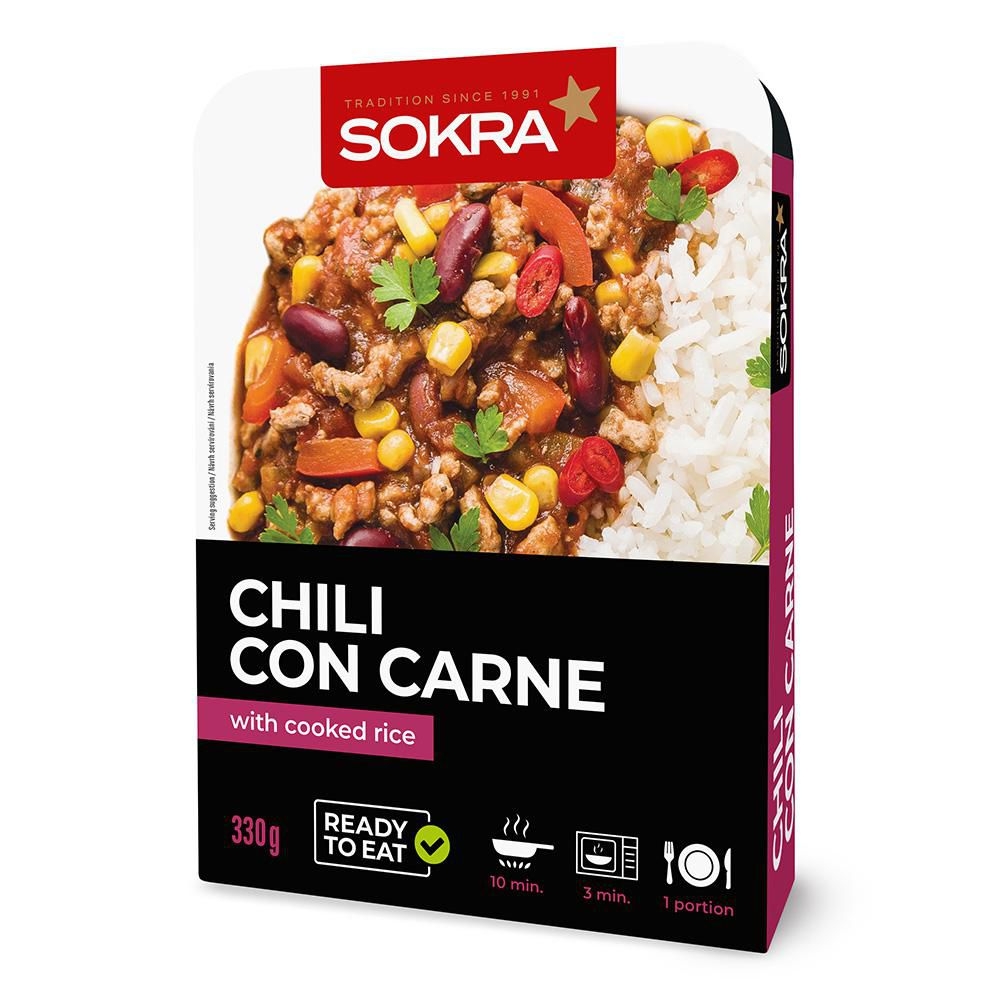 Hotová jídla - Sokra Chili con carne s vařenou rýží 330g