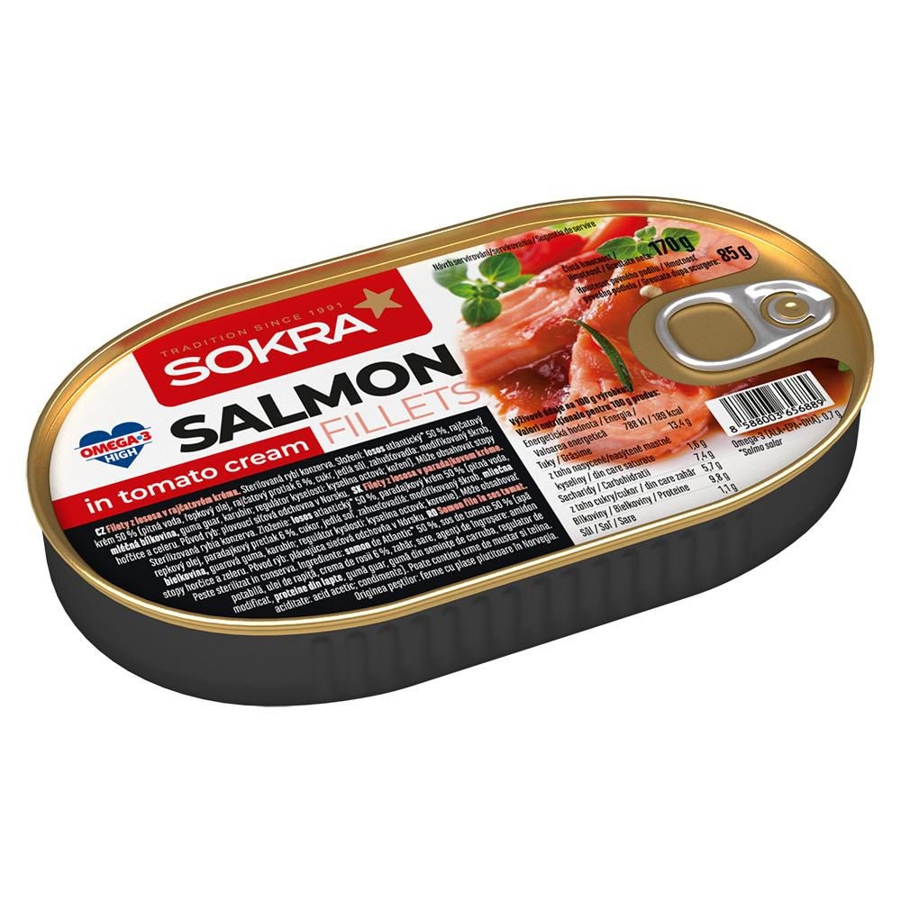 Trvanlivé potraviny - Sokra Filety z lososa v rajčatovém krému 170g