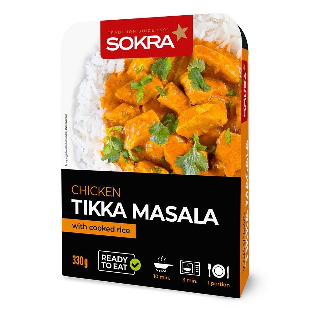 Hotová jídla - Sokra Kuřecí Tikka Masala s vařenou rýží 330g