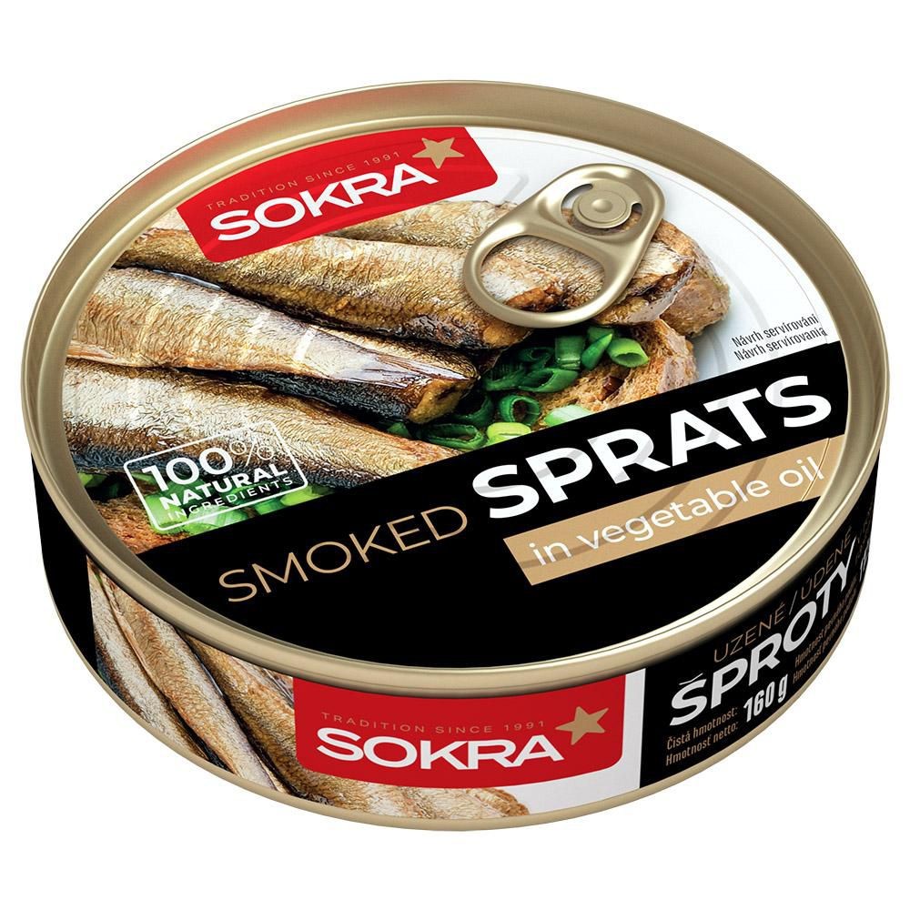 Trvanlivé potraviny - Sokra Šproty uzené v rostlinném oleji 160 g
