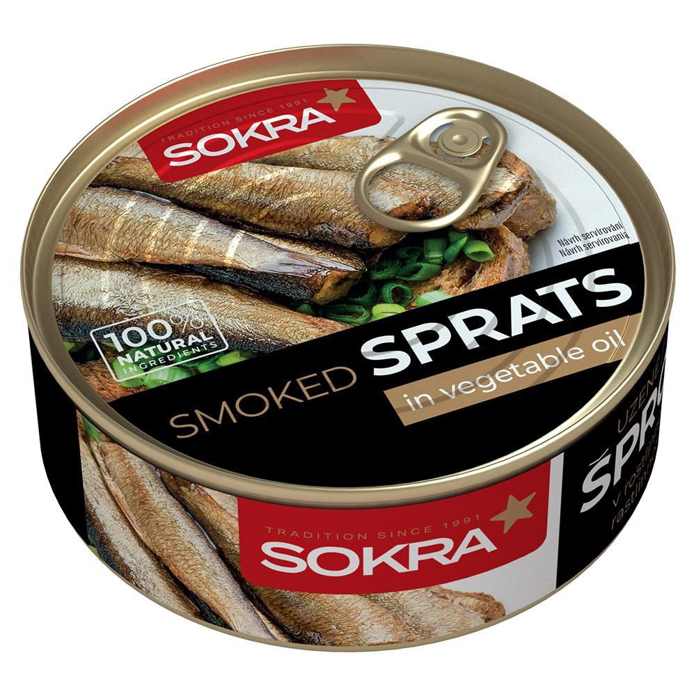 Trvanlivé potraviny - Sokra Uzené šproty v rostlinném oleji 240 g