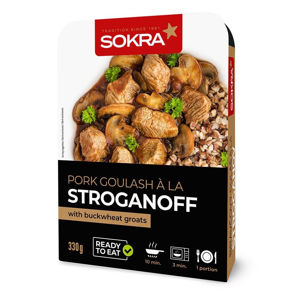 Hotová jídla - Sokra Vepřové maso à la Stroganov s pohankou 330g