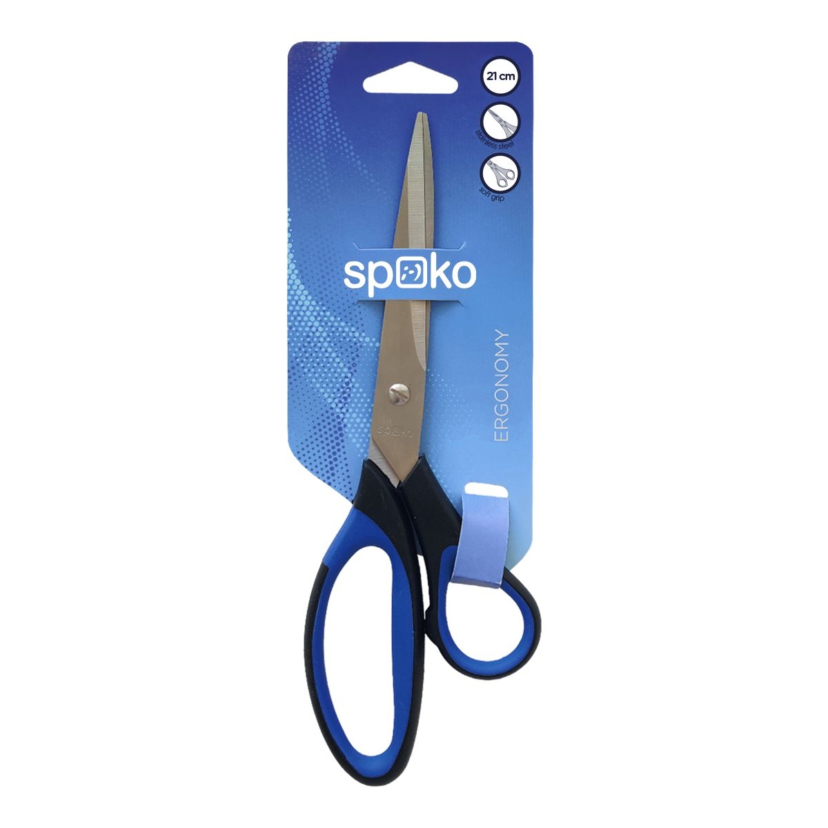 Domácnost a Zahrada - Spoko Nůžky Ergonomy 21 cm, asymetrické, černomodré