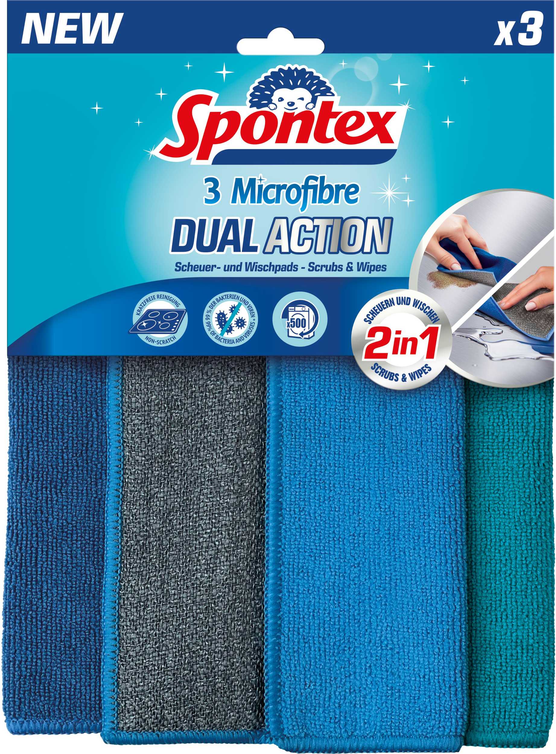 Domácnost a Zahrada - Spontex Dual Action mikroutěrka 3 ks