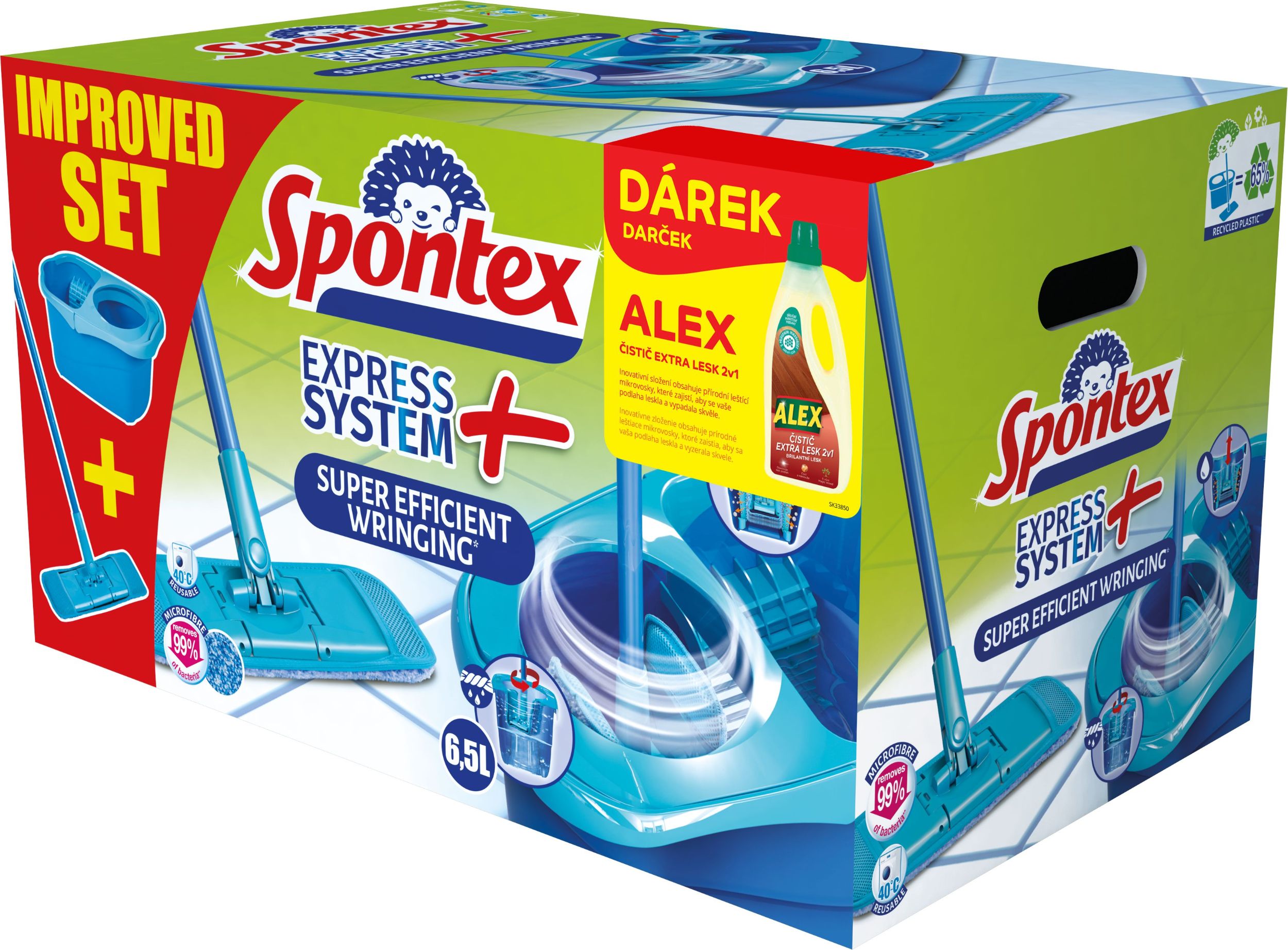 Domácnost a Zahrada - Spontex Express System+ mop s čističem Alex Extra lesk 2v1 zdarma