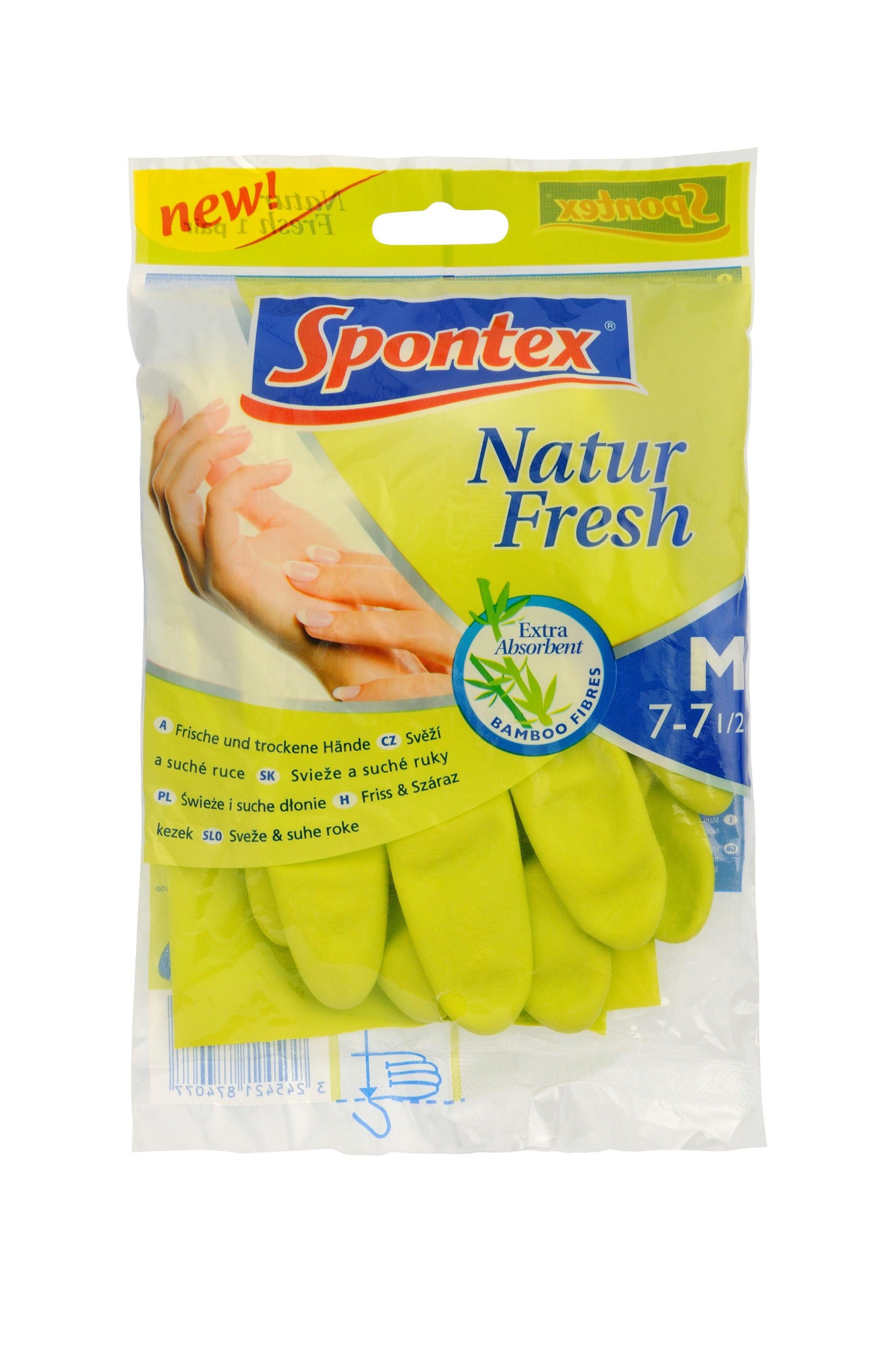 Drogerie a kosmetika - Spontex Natur fresh rukavice M 7-7 1/2 1 pár