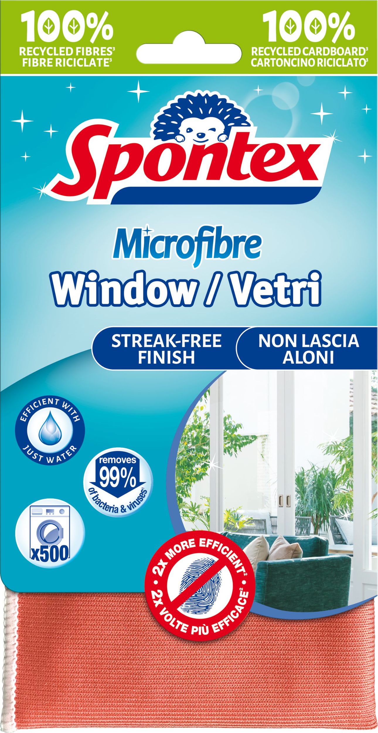 Domácnost a Zahrada - Spontex Window/Vetri utěrka z mikrovlákna na okna 1ks