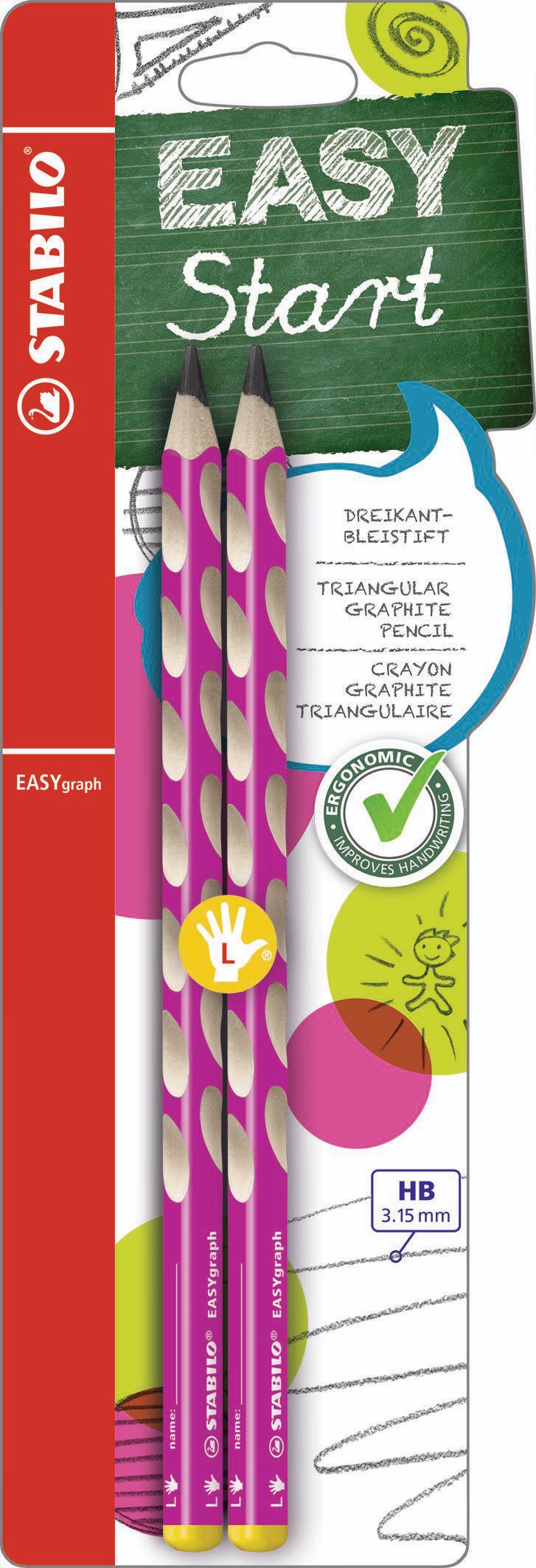 Domácnost a Zahrada - STABILO EASYgraph ergonomická grafitová HB tužka pro leváky 2 ks