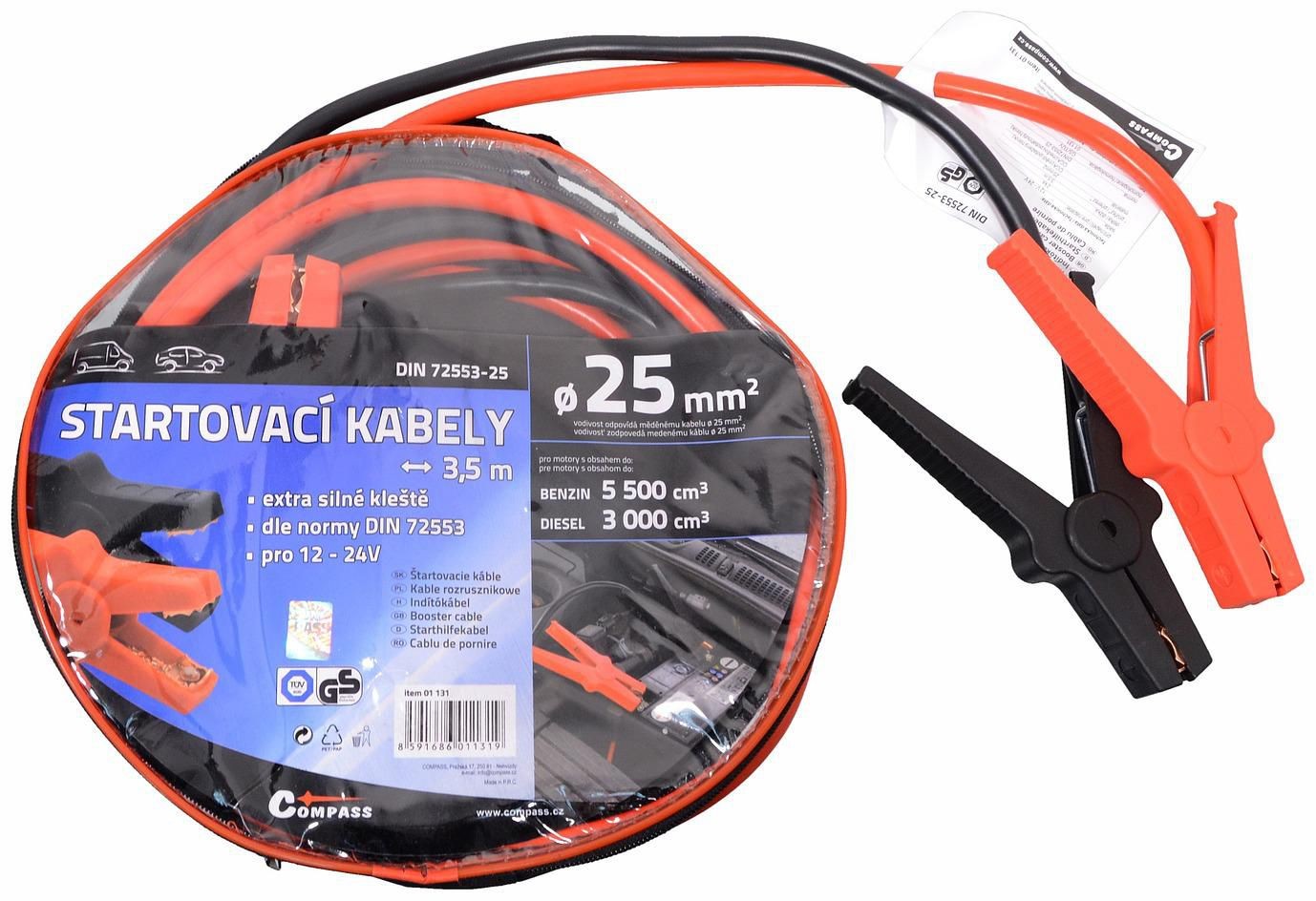 Auto-moto - Startovací kabely 25 délka 3,5m TÜV/GS DIN72553